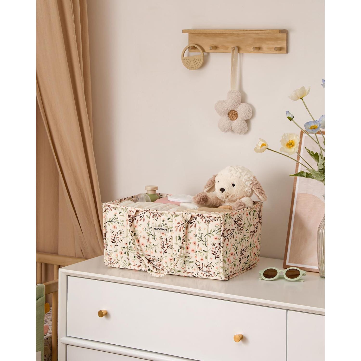 Cesta Organizadora de Pañales Blissful Diary Floral 25.4x38.1 cm