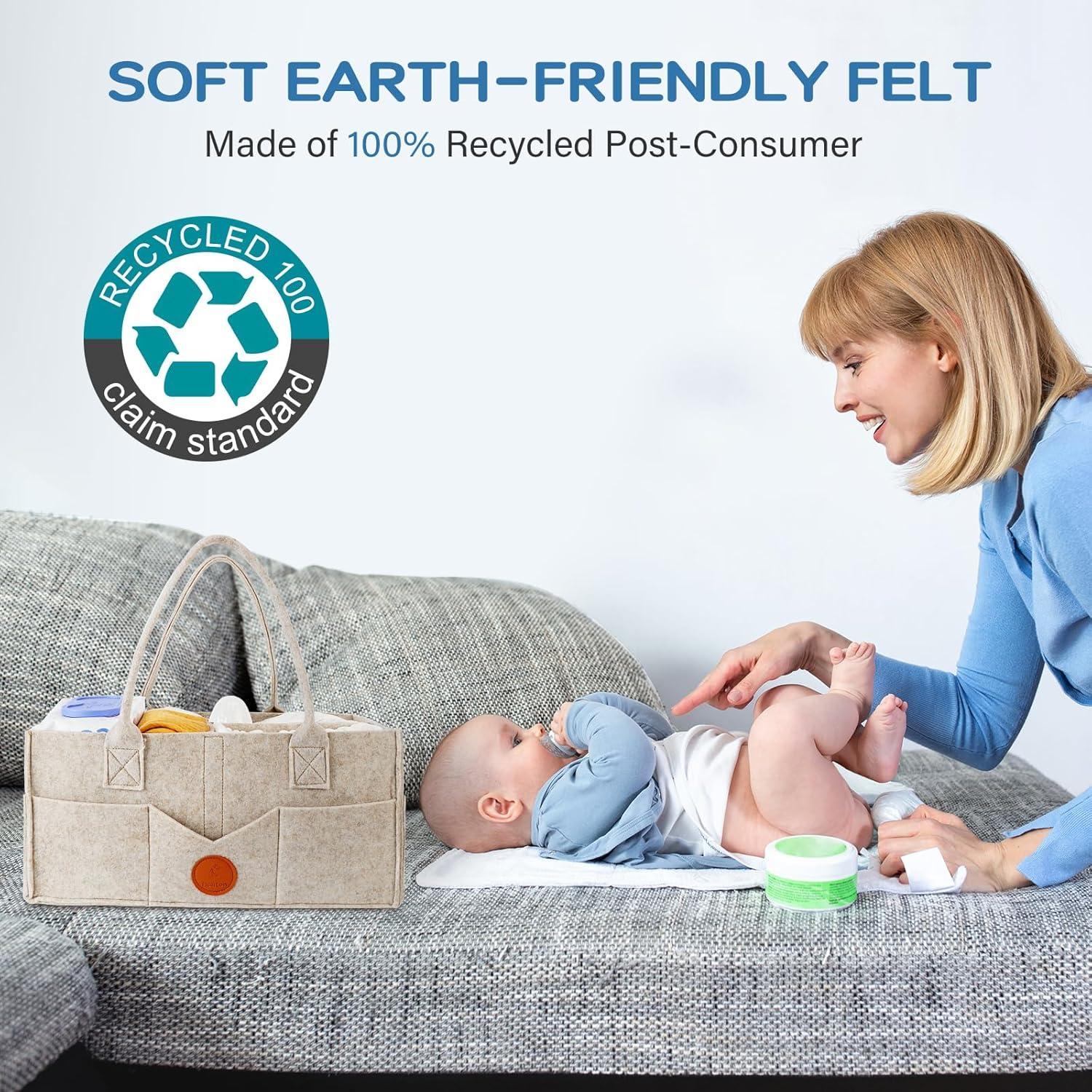 Organizador de Pañales Maliton de Fieltro Caqui 23x38x18 cm