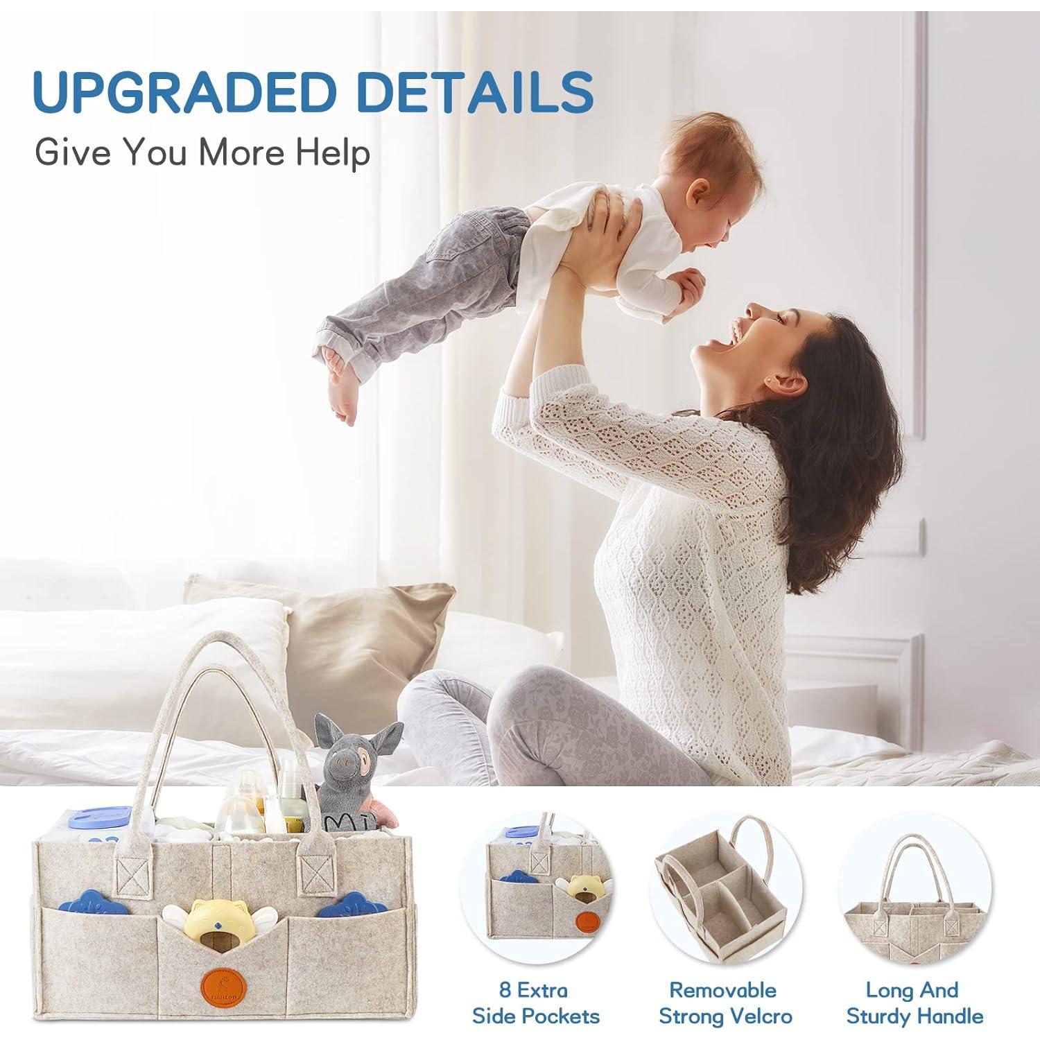 Organizador de Pañales Maliton de Fieltro Caqui 23x38x18 cm