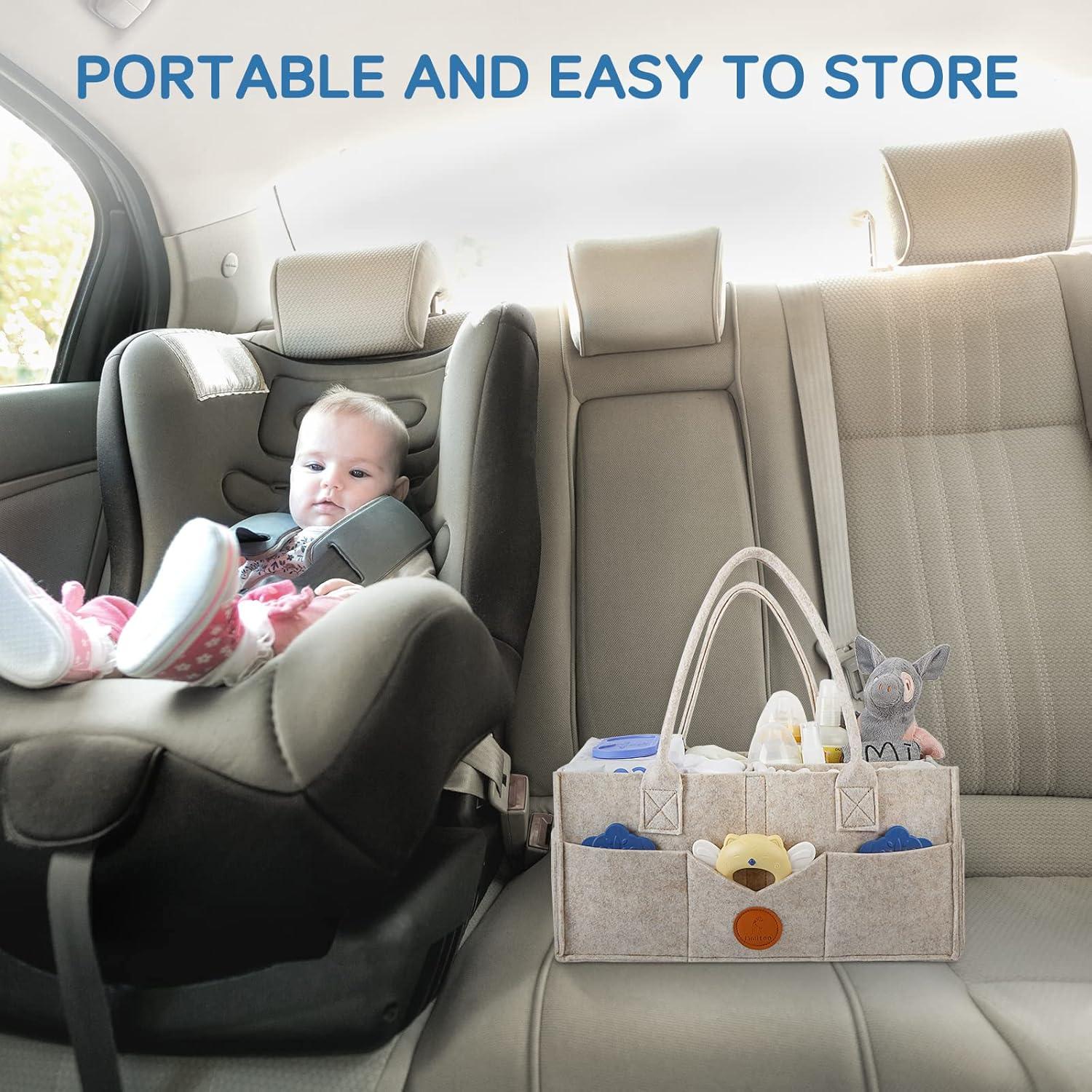 Organizador de Pañales Maliton de Fieltro Caqui 23x38x18 cm