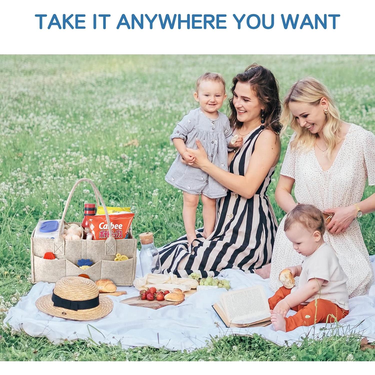 Organizador de Pañales Maliton de Fieltro Caqui 23x38x18 cm