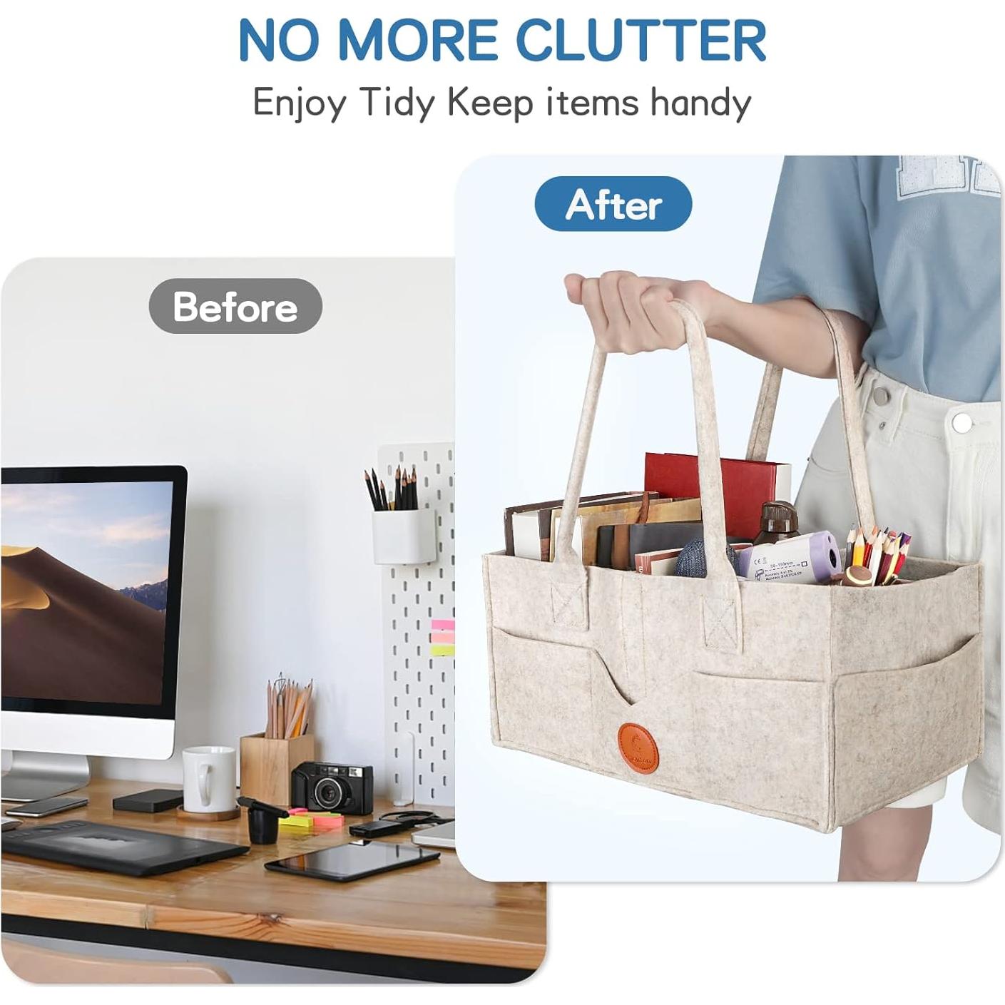 Organizador de Pañales Maliton de Fieltro Caqui 23x38x18 cm