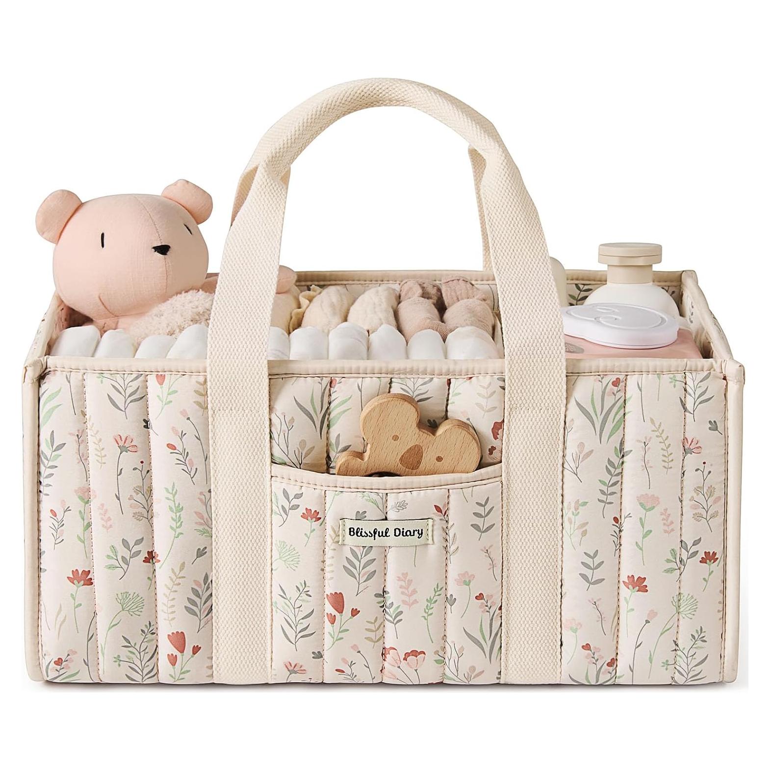 Cesta Organizadora de Pañales Blissful Diary Floral 51x38x18 cm