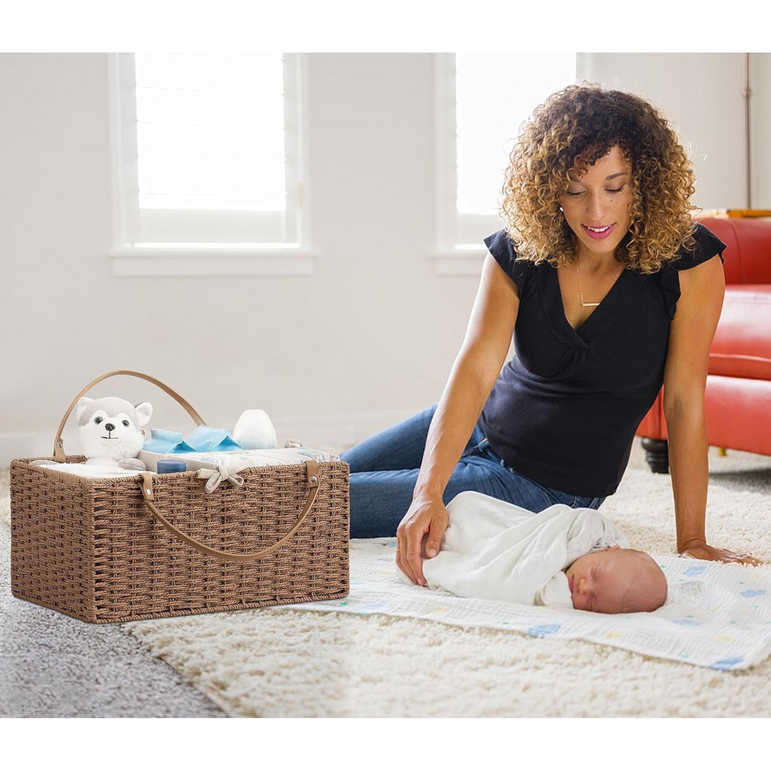 Organizador de Pañales Grande HBlife - Cesta de Almacenamiento 38x25x17cm