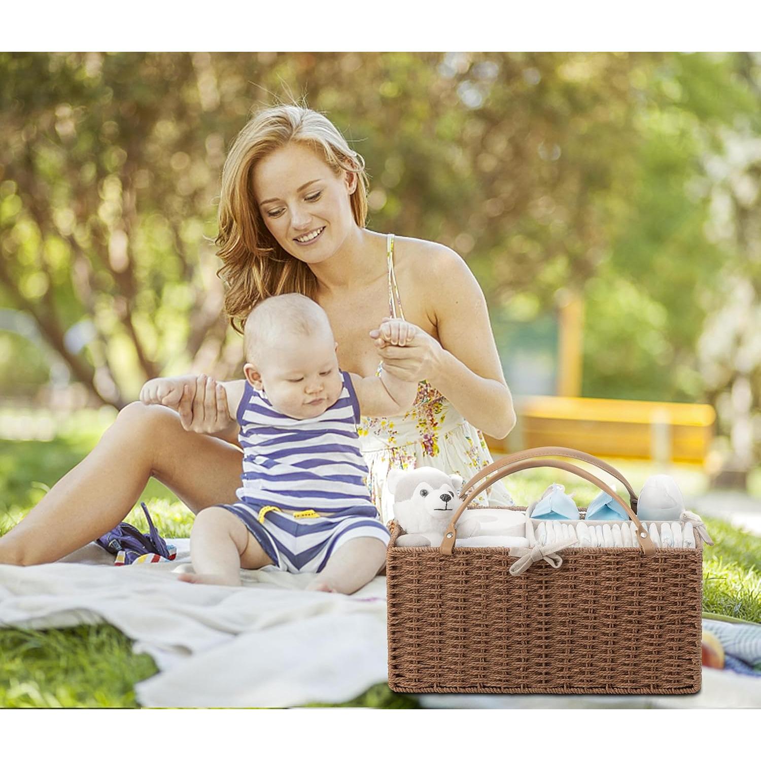 Organizador de Pañales Grande HBlife - Cesta de Almacenamiento 38x25x17cm