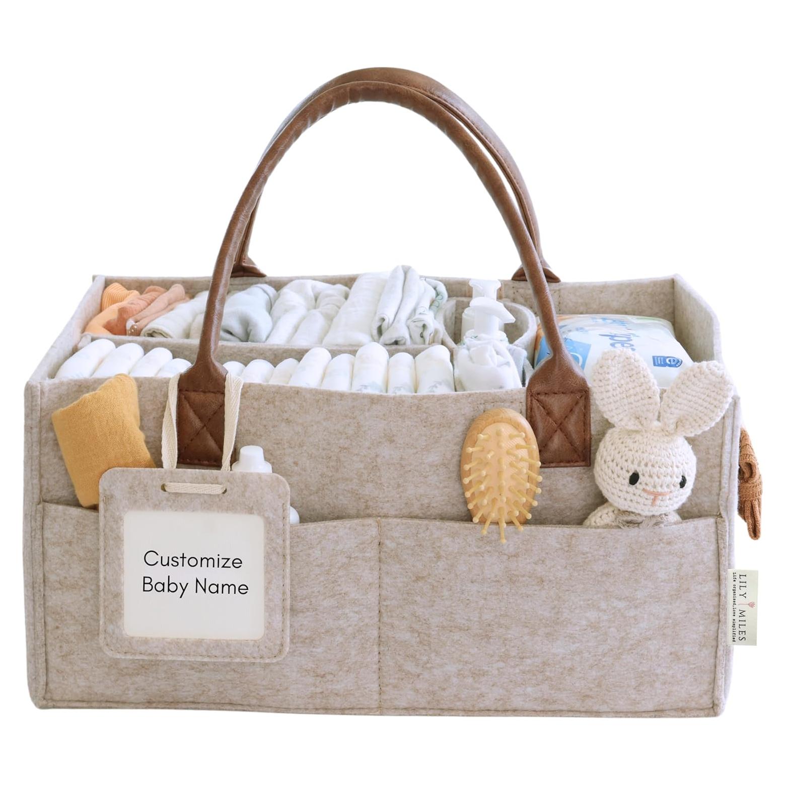 Organizador de Pañales Lily Miles Grande Arena - Fieltro y Cuero PU