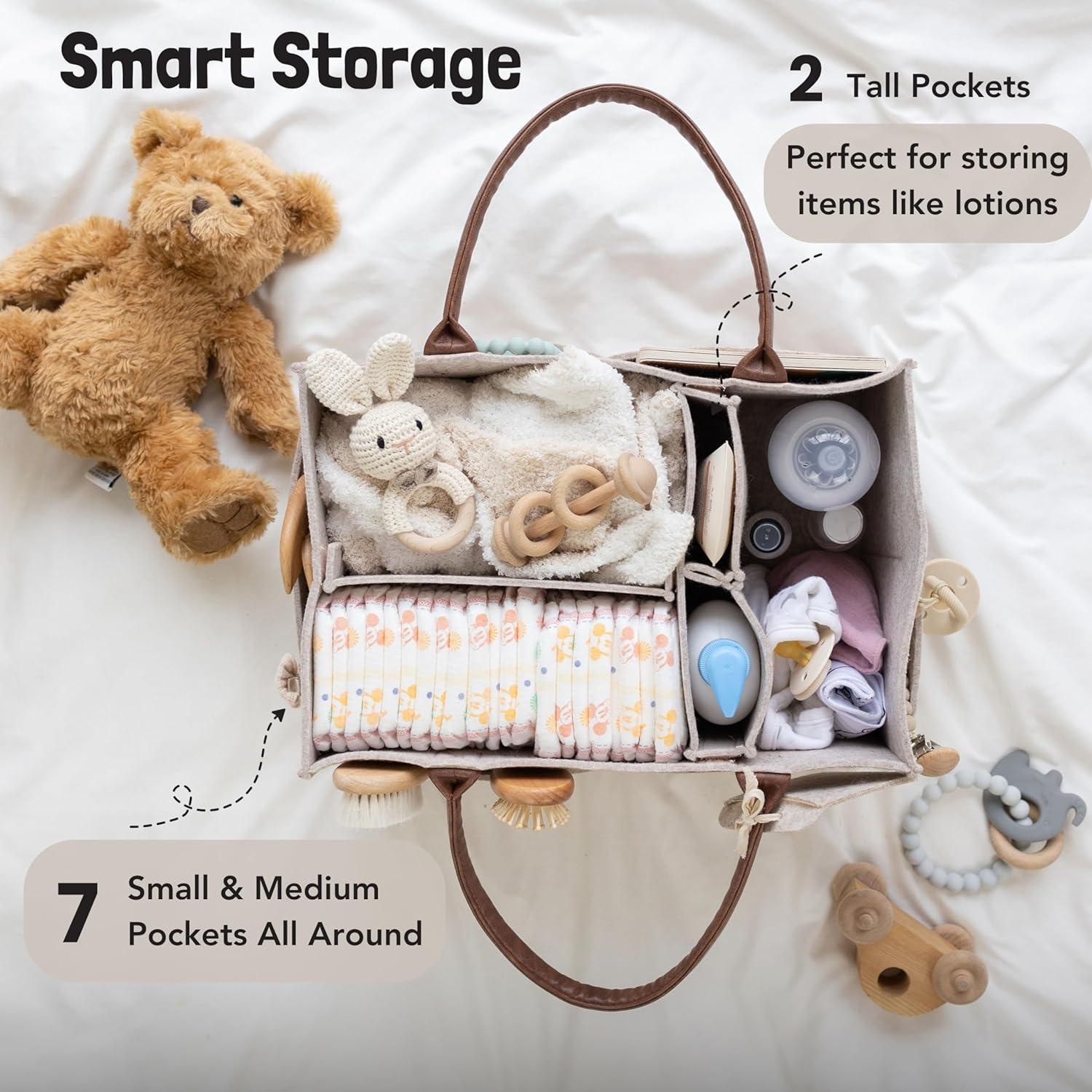 Organizador de Pañales Lily Miles Grande Arena - Fieltro y Cuero PU