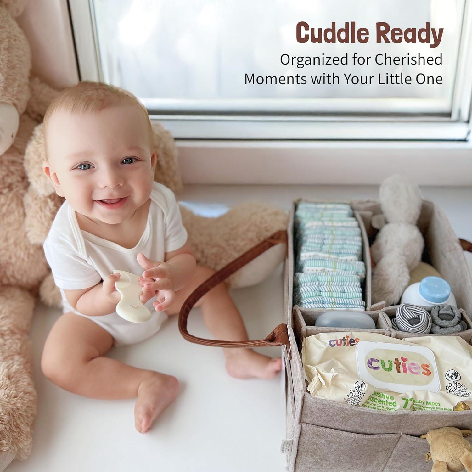 Organizador de Pañales Lily Miles Grande Arena - Fieltro y Cuero PU