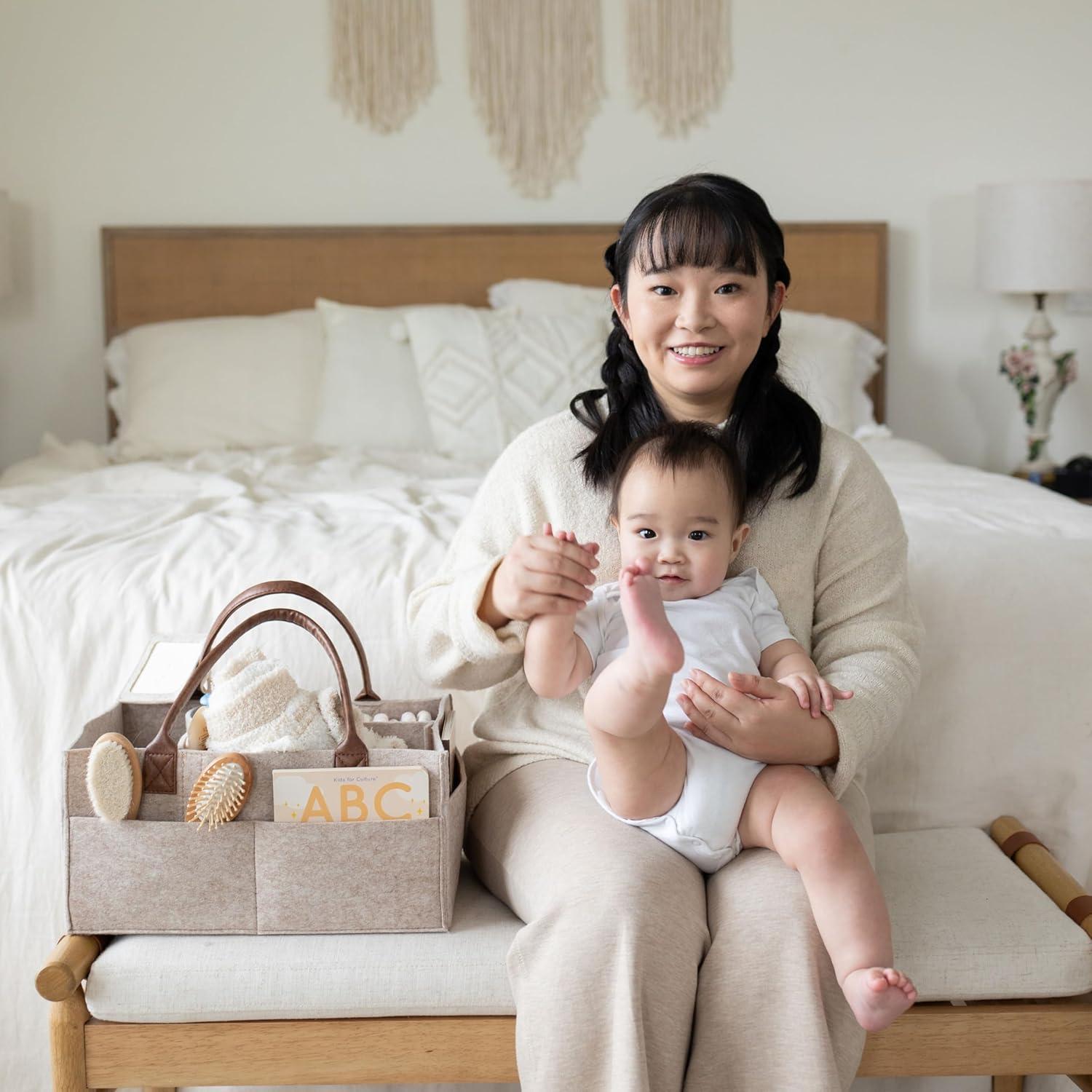 Organizador de Pañales Lily Miles Grande Arena - Fieltro y Cuero PU