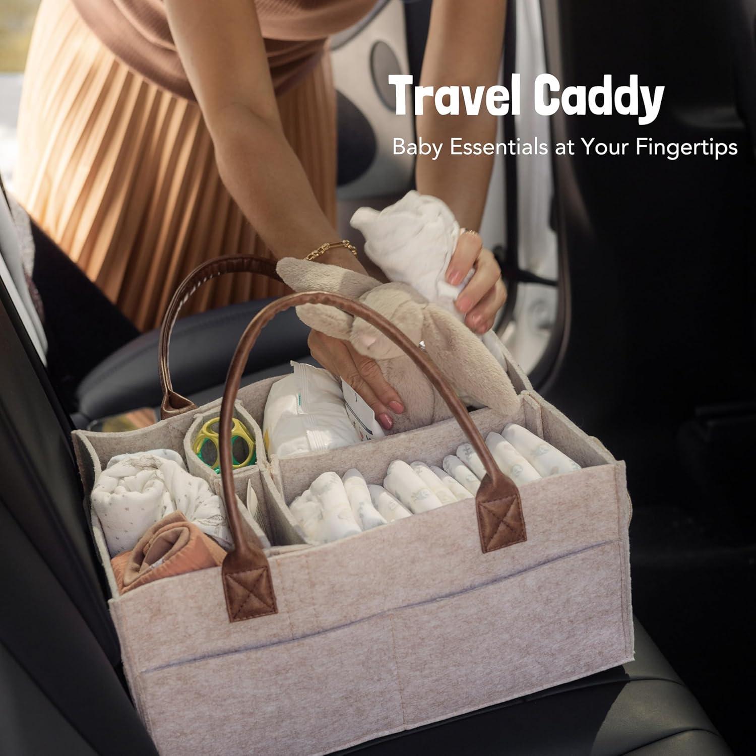 Organizador de Pañales Lily Miles Grande Arena - Fieltro y Cuero PU