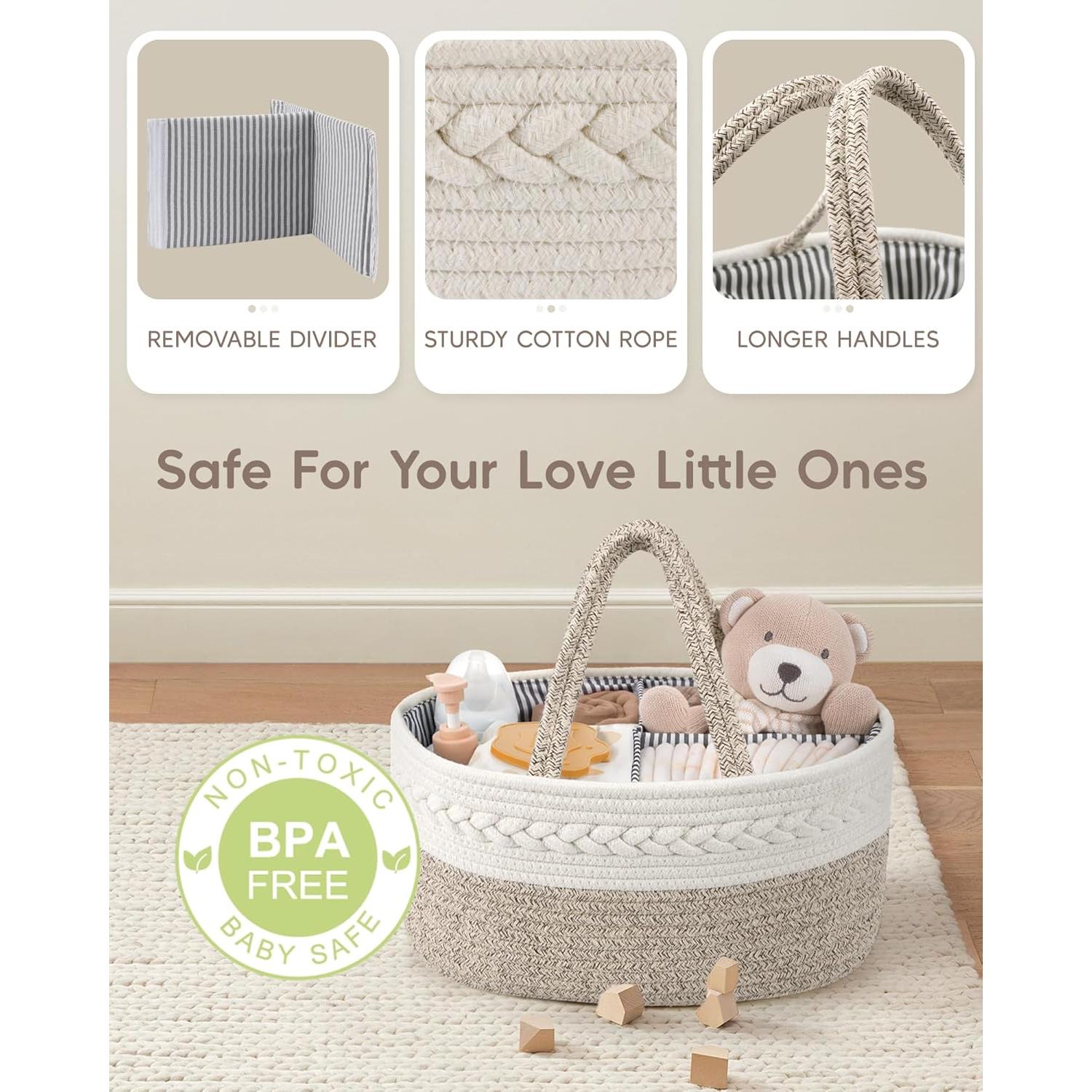 Organizador de Pañales Maliton Grande de Algodón - 36.1x22.1x18 cm