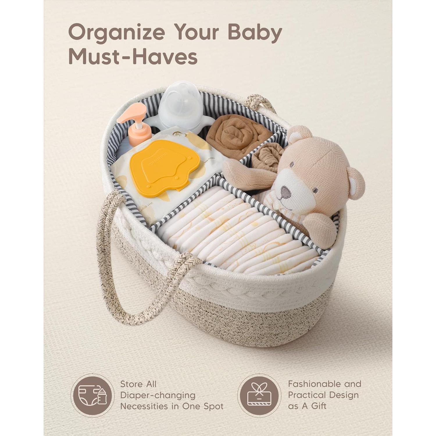 Organizador de Pañales Maliton Grande de Algodón - 36.1x22.1x18 cm