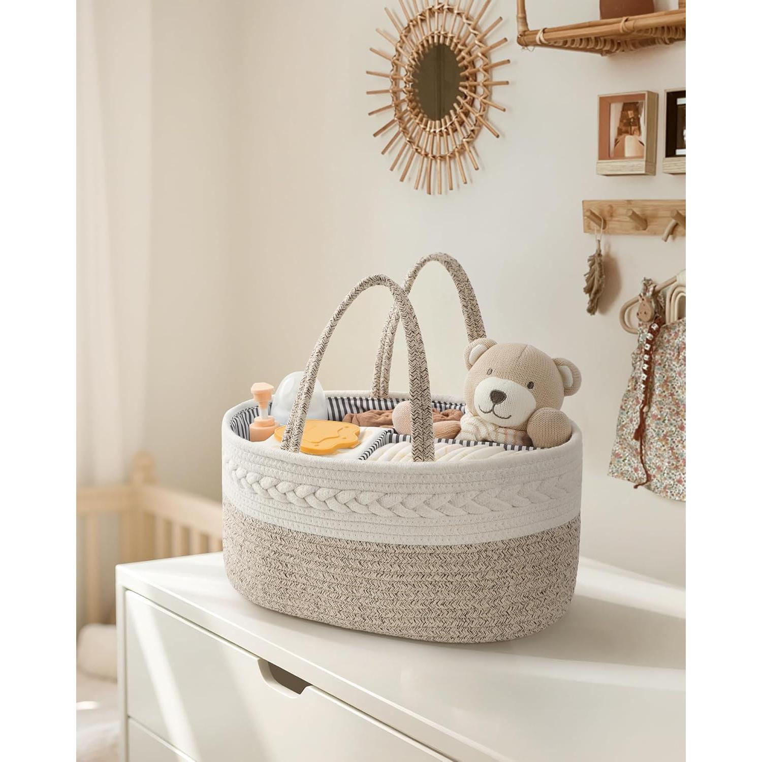 Organizador de Pañales Maliton Grande de Algodón - 36.1x22.1x18 cm