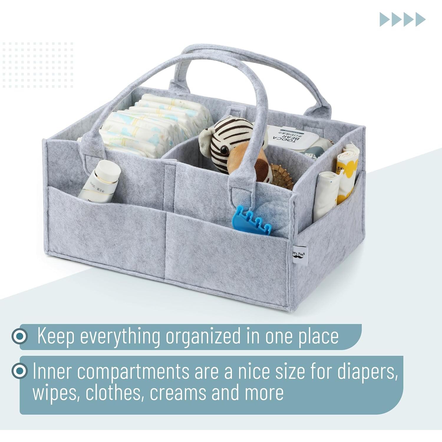Organizador de Pañales Mr. Pen Grande Gris Portátil