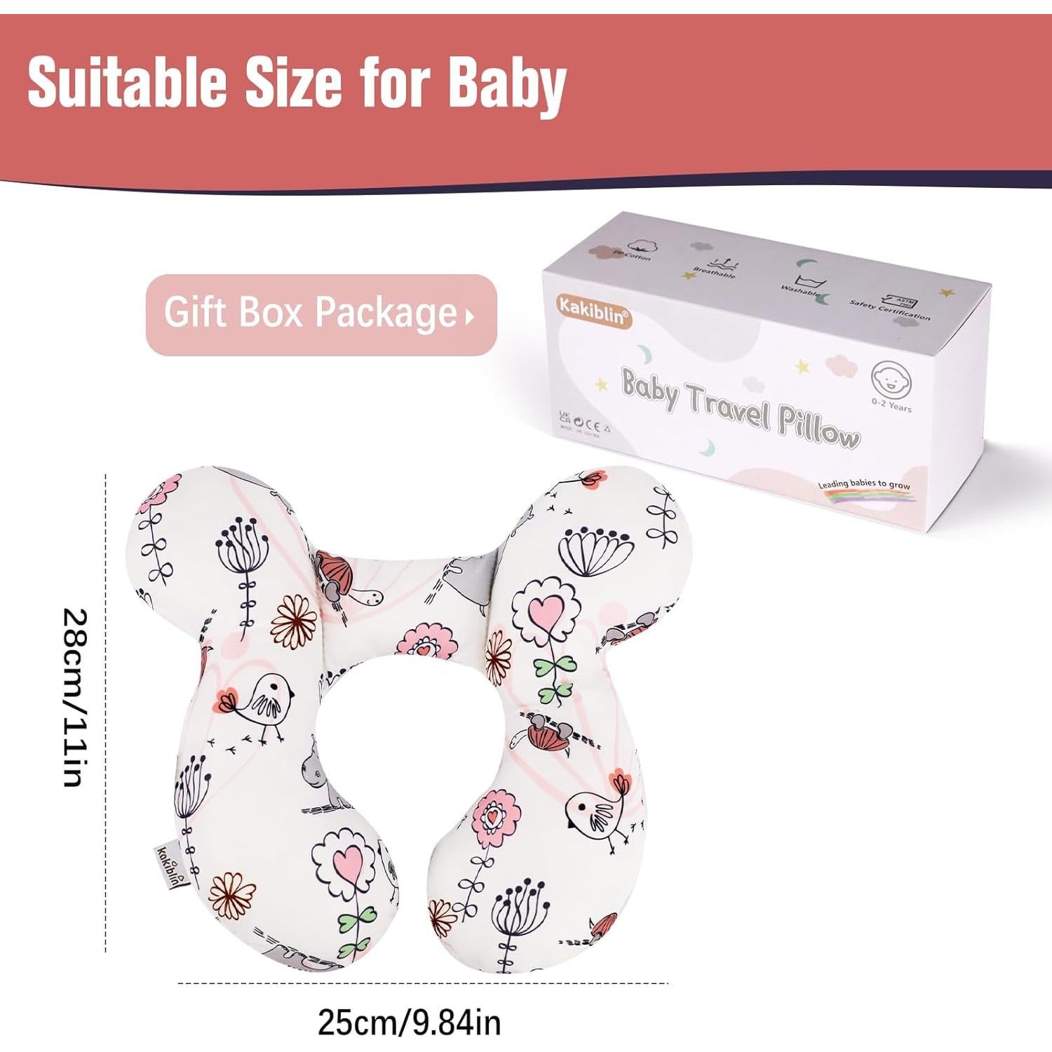 Almohada de Viaje para Bebés KAKIBLIN Hipopótamo Soporte Cuello