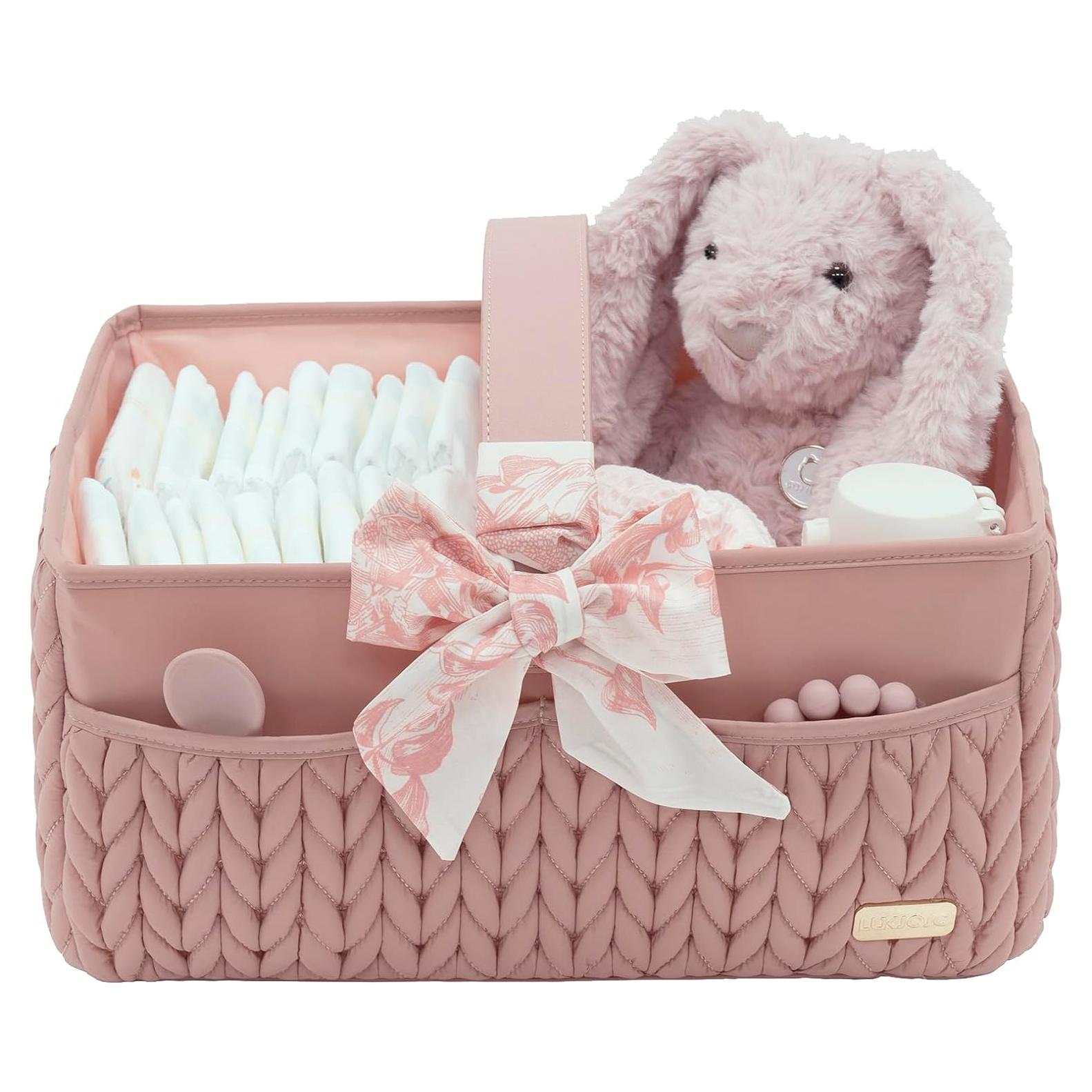 Cesta de Pañales LUKJOJO Rosa Polvoriento 5L Plegable y Ligera