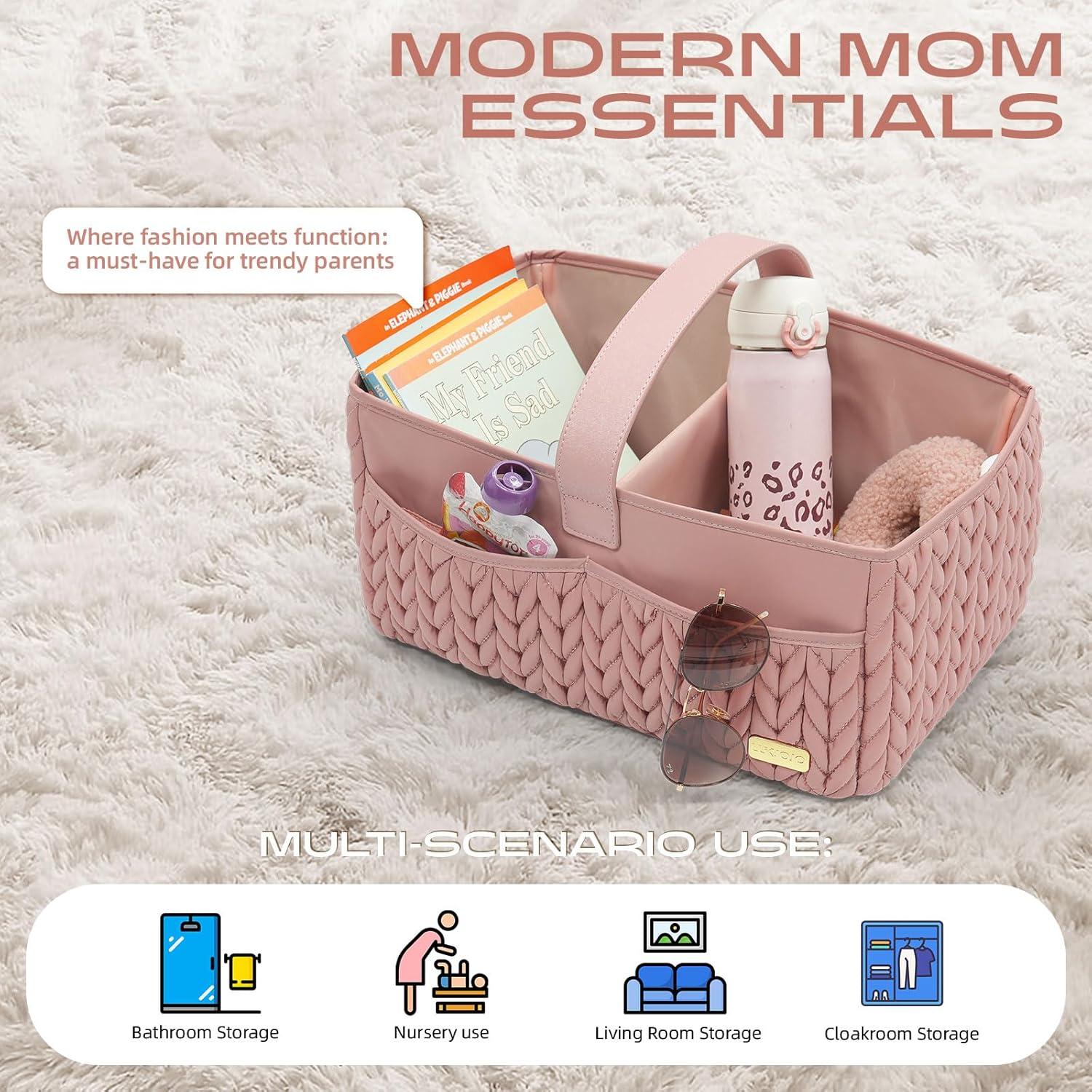 Cesta de Pañales LUKJOJO Rosa Polvoriento 5L Plegable y Ligera