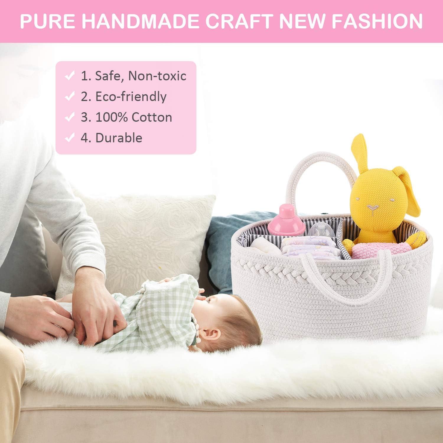 Cesta de Pañales ABenkle Grande Algodón Blanco Organizador