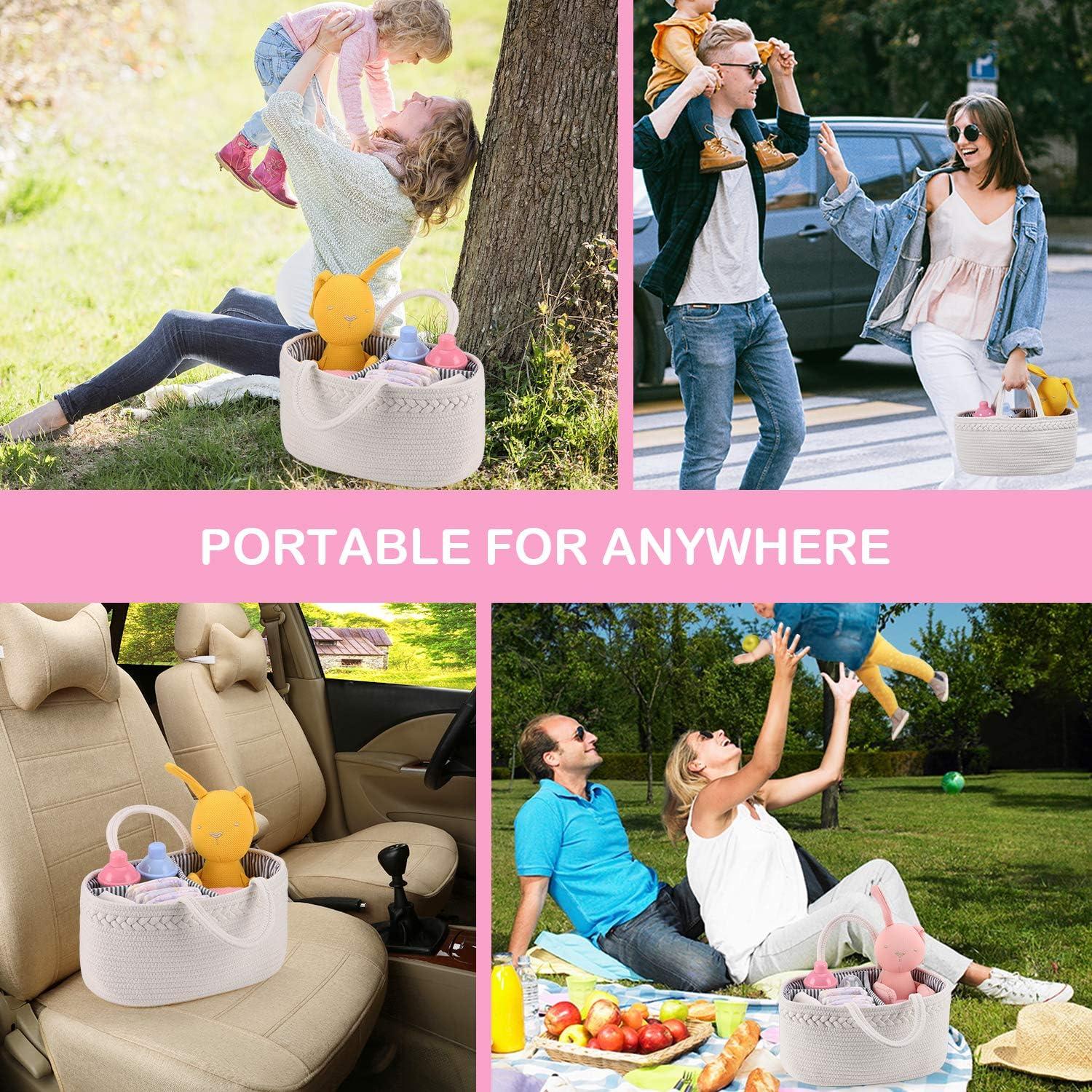 Cesta de Pañales ABenkle Grande Algodón Blanco Organizador