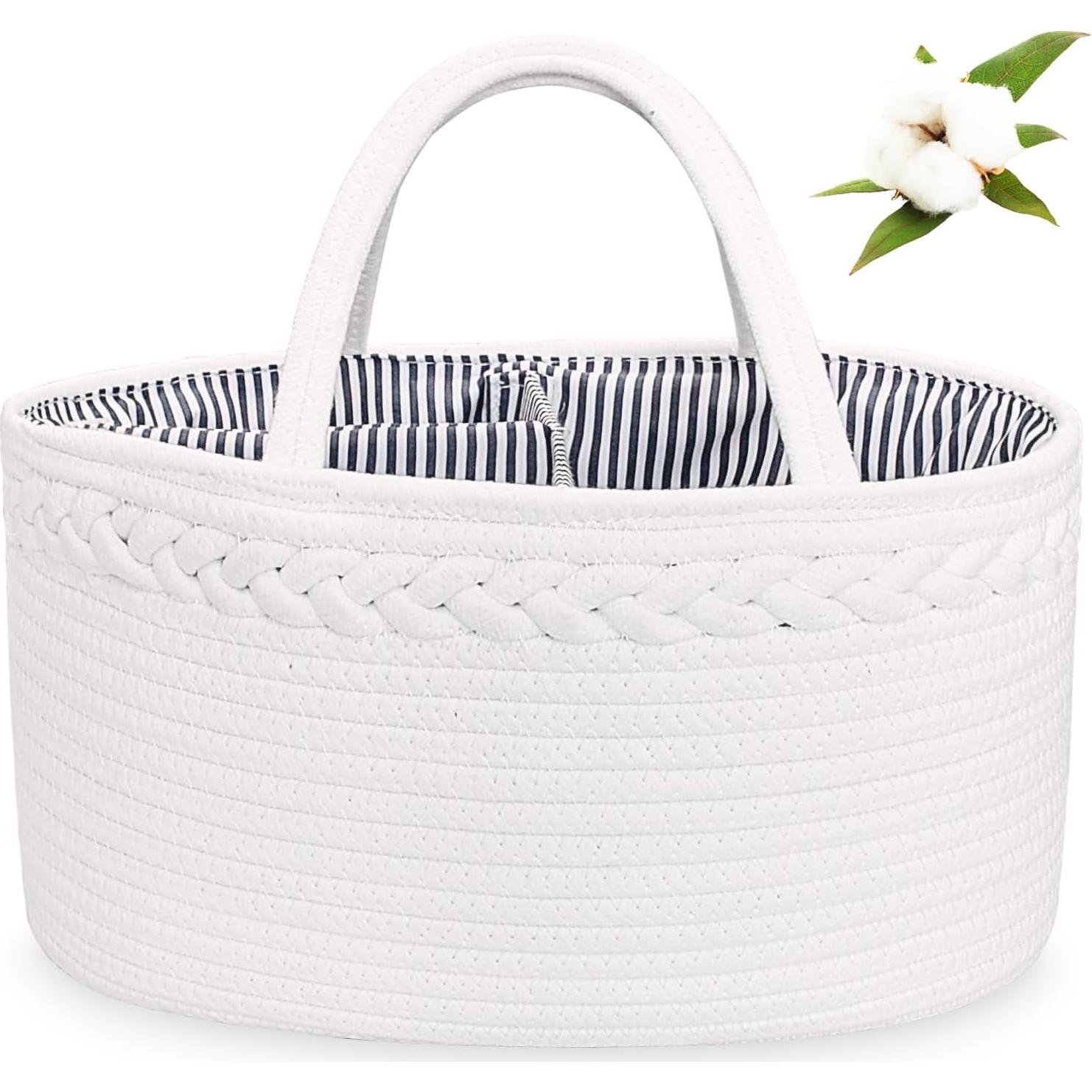 Cesta de Pañales ABenkle Grande Algodón Blanco Organizador