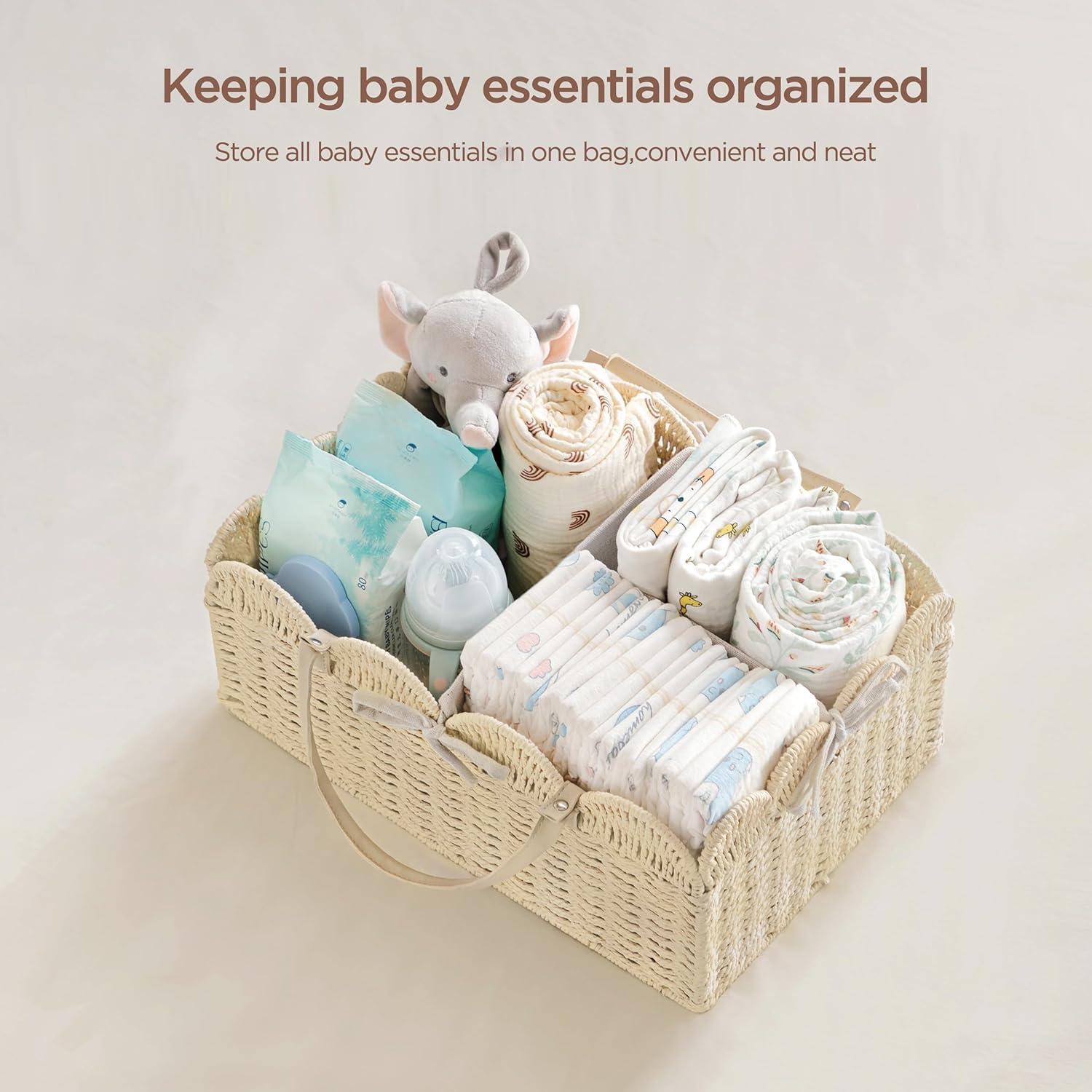 Cesta Grande para Pañales HBlife Beige, Organizador Portátil