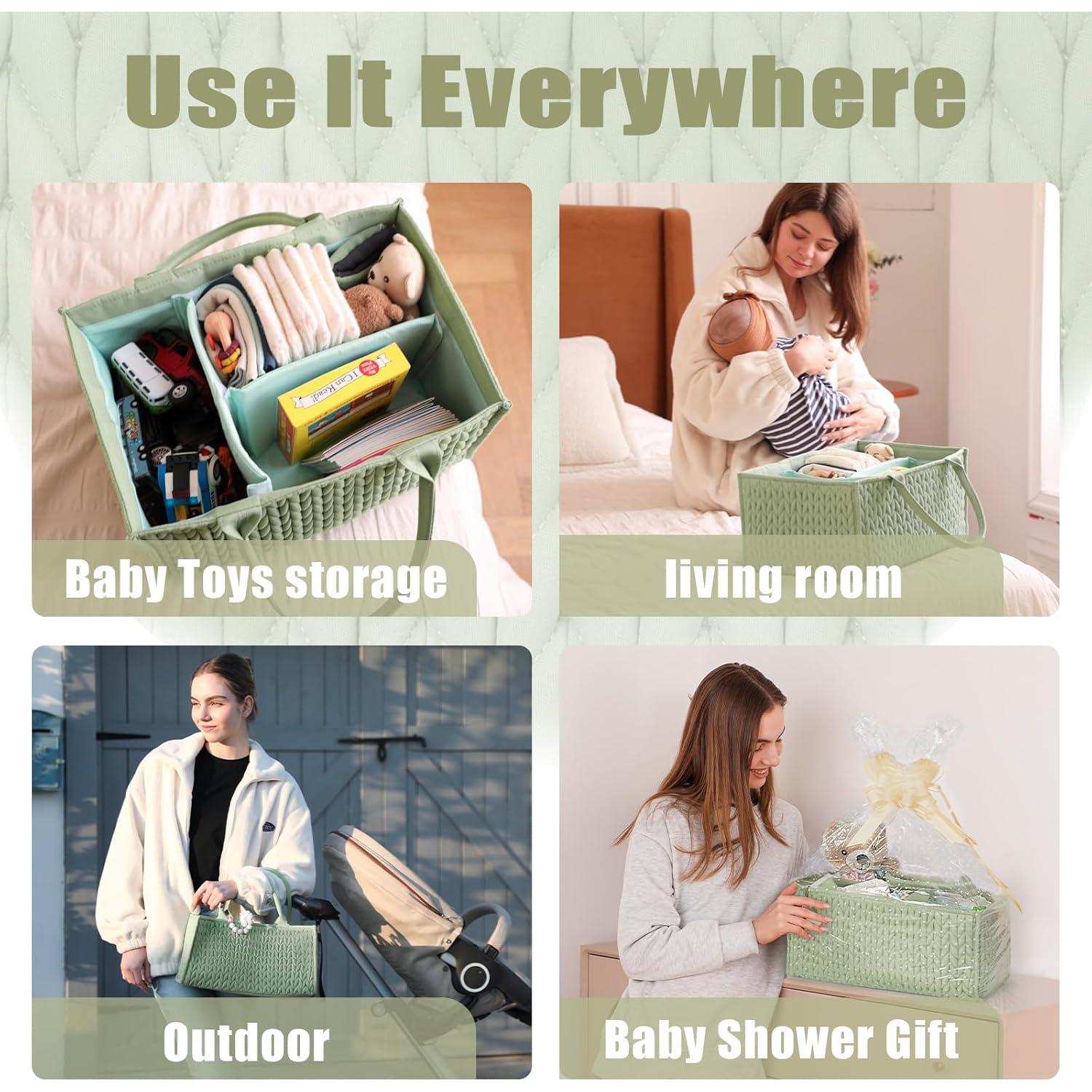 Organizador de Pañales MOMINSIDE Verde Claro, Caddy Plegable 36.83x25.4x17.78 cm