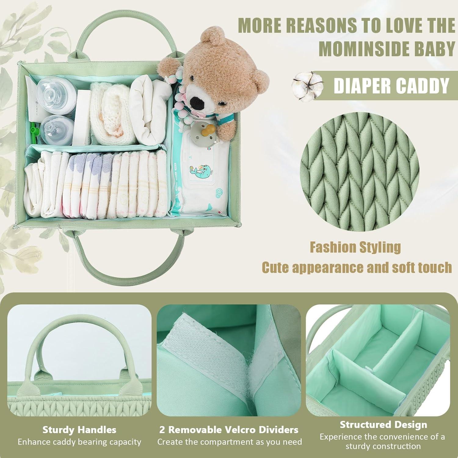 Organizador de Pañales MOMINSIDE Verde Claro, Caddy Plegable 36.83x25.4x17.78 cm