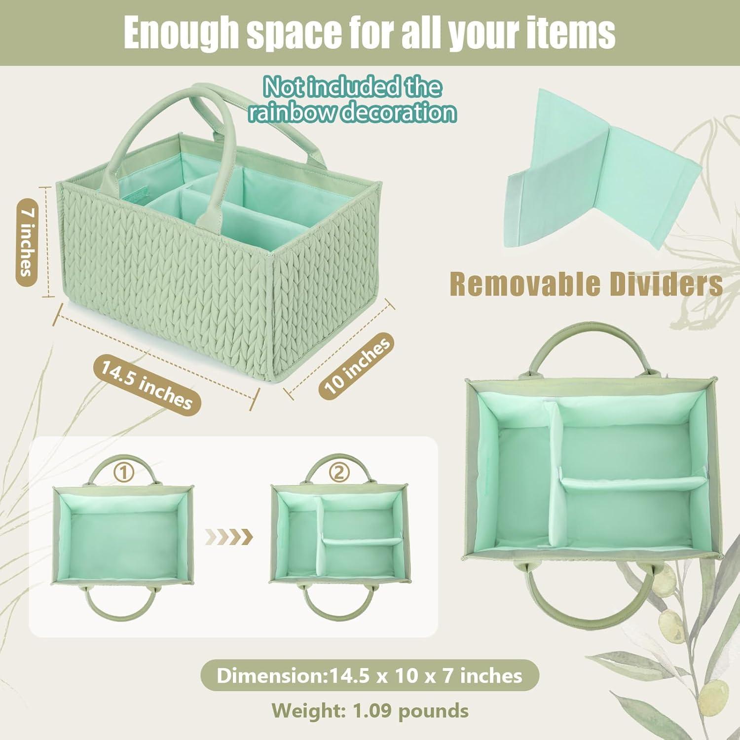 Organizador de Pañales MOMINSIDE Verde Claro, Caddy Plegable 36.83x25.4x17.78 cm