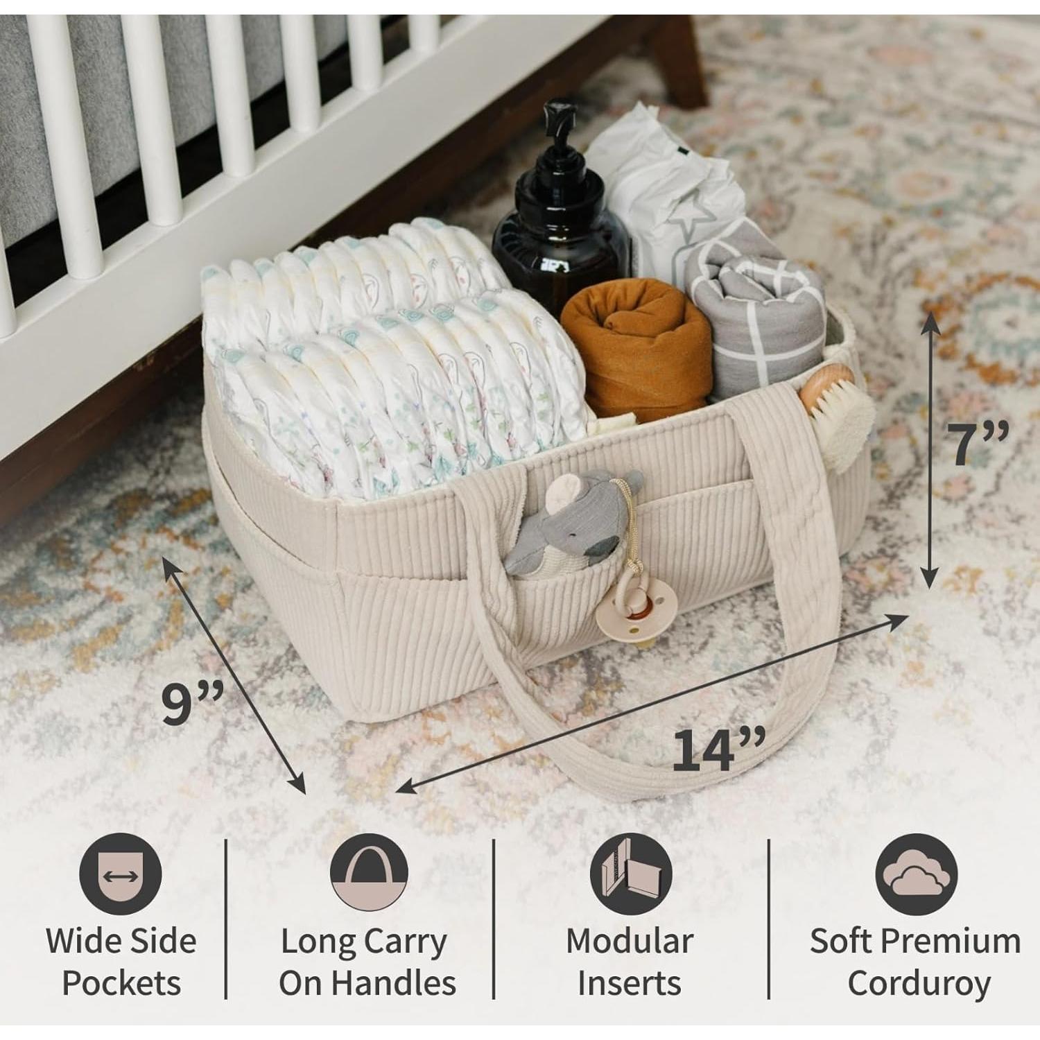 Organizador de Pañales Putska Crema - Caddy Portátil para Bebés