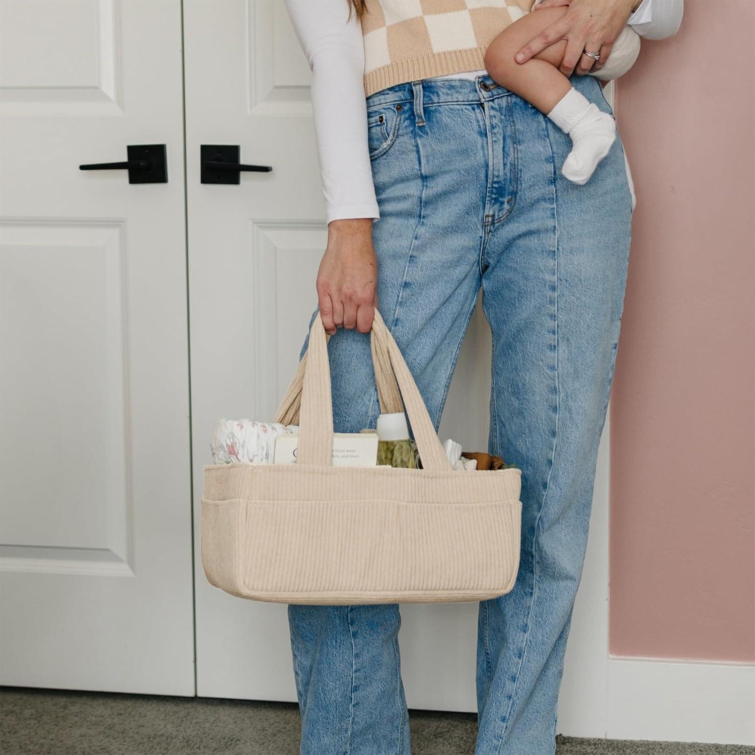 Organizador de Pañales Putska Crema - Caddy Portátil para Bebés