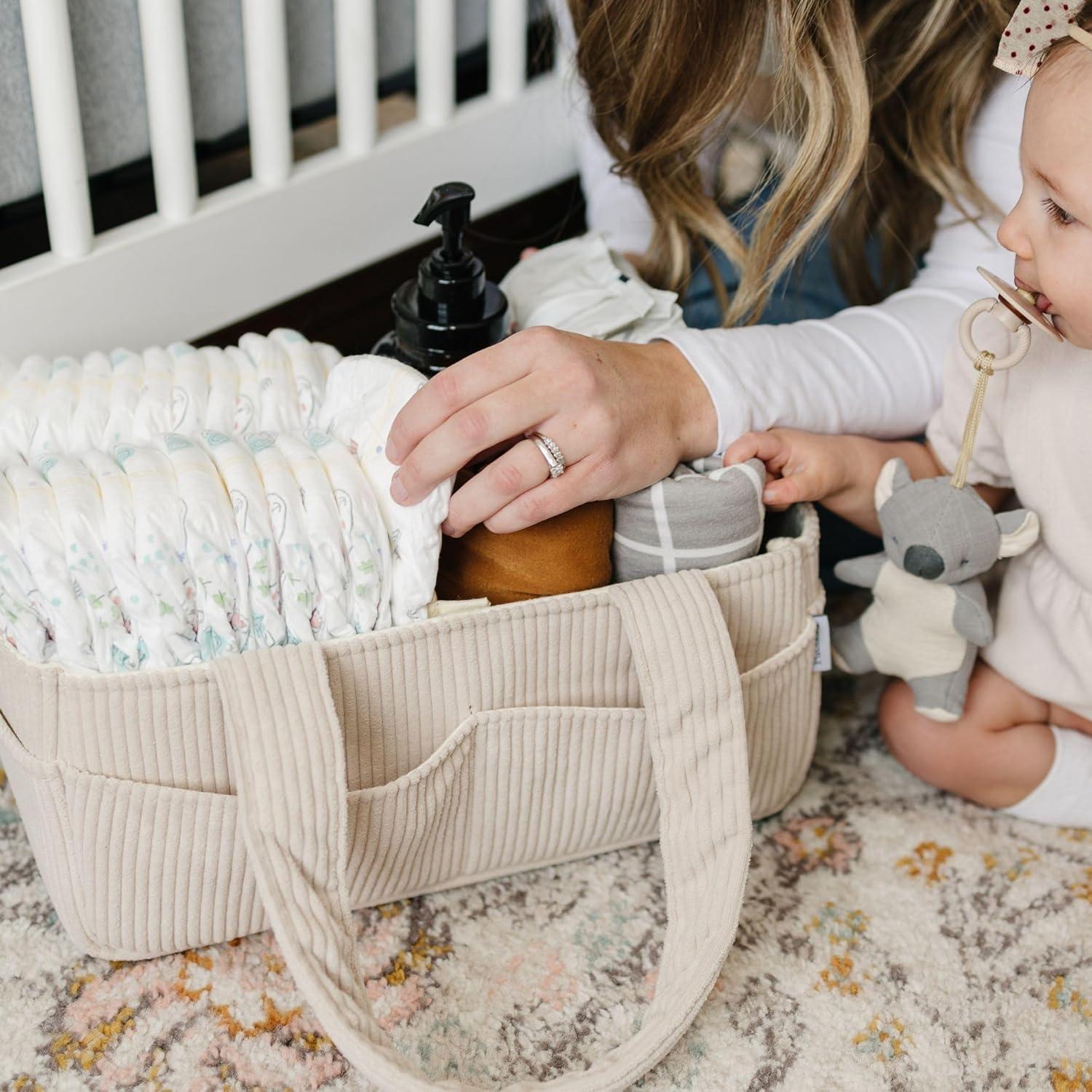 Organizador de Pañales Putska Crema - Caddy Portátil para Bebés