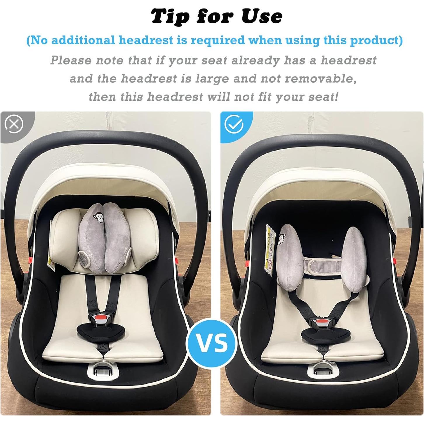 Almohada de Viaje StoHua para Bebés Ajustable Gris