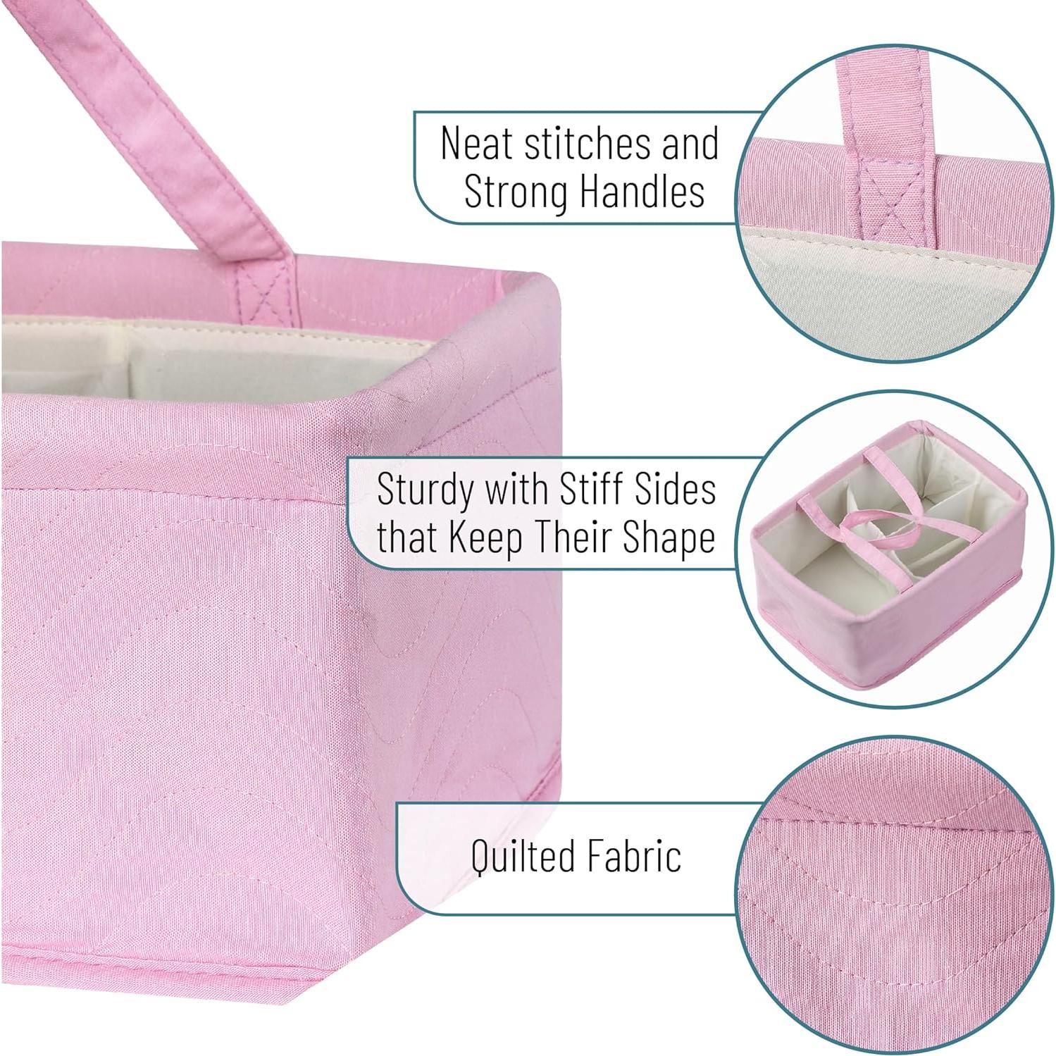 Caddy Organizador de Pañales Mr. Pen Rosa Acolchado Portátil