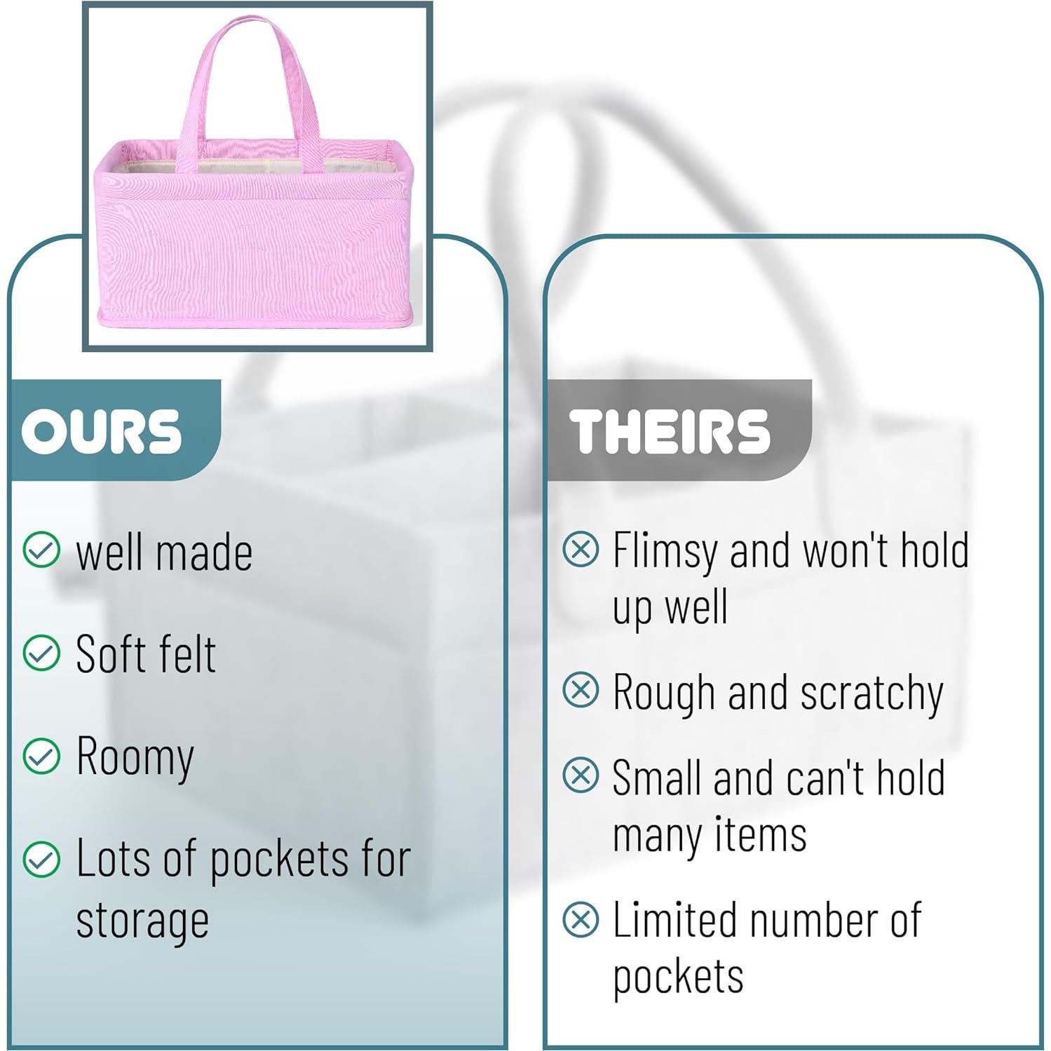 Caddy Organizador de Pañales Mr. Pen Rosa Acolchado Portátil