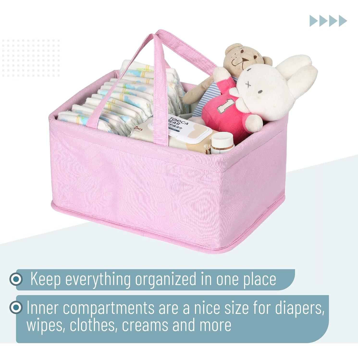 Caddy Organizador de Pañales Mr. Pen Rosa Acolchado Portátil