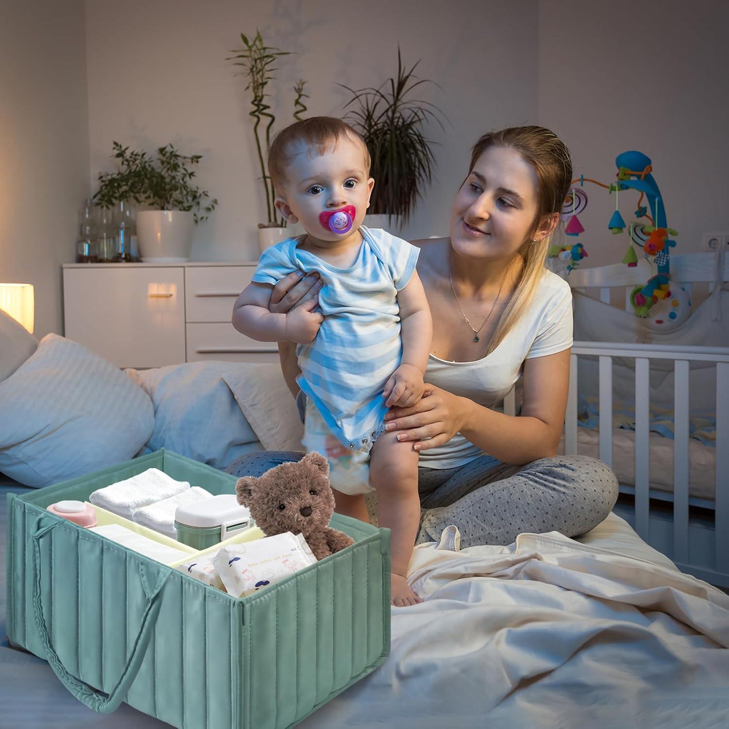 Organizador de Pañales Plegable POXXU Verde 38x25x18 cm