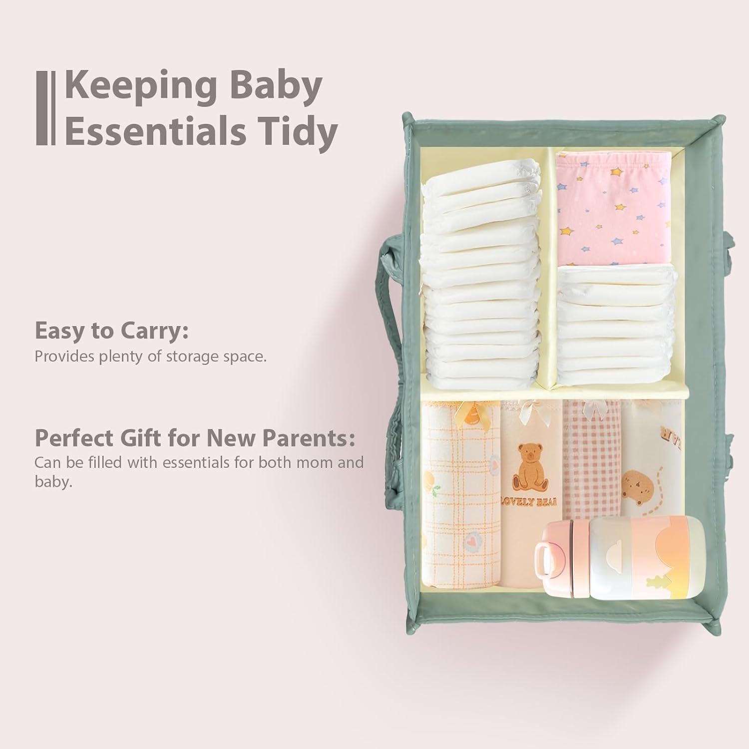 Organizador de Pañales Plegable POXXU Verde 38x25x18 cm