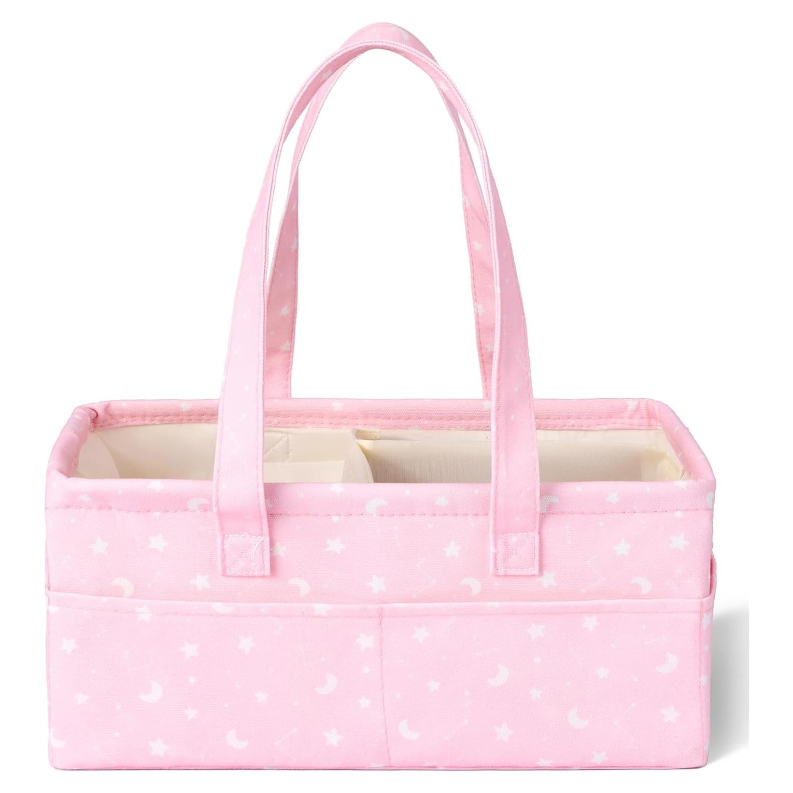 Caddy Organizador para Pañales Mr. Pen Rosa Estrellas 23x36x16cm