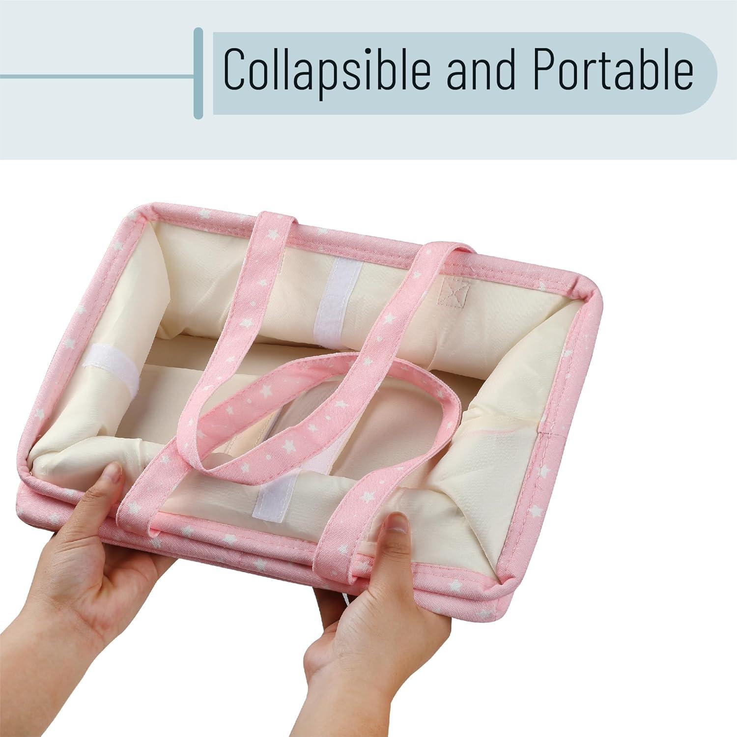 Caddy Organizador para Pañales Mr. Pen Rosa Estrellas 23x36x16cm