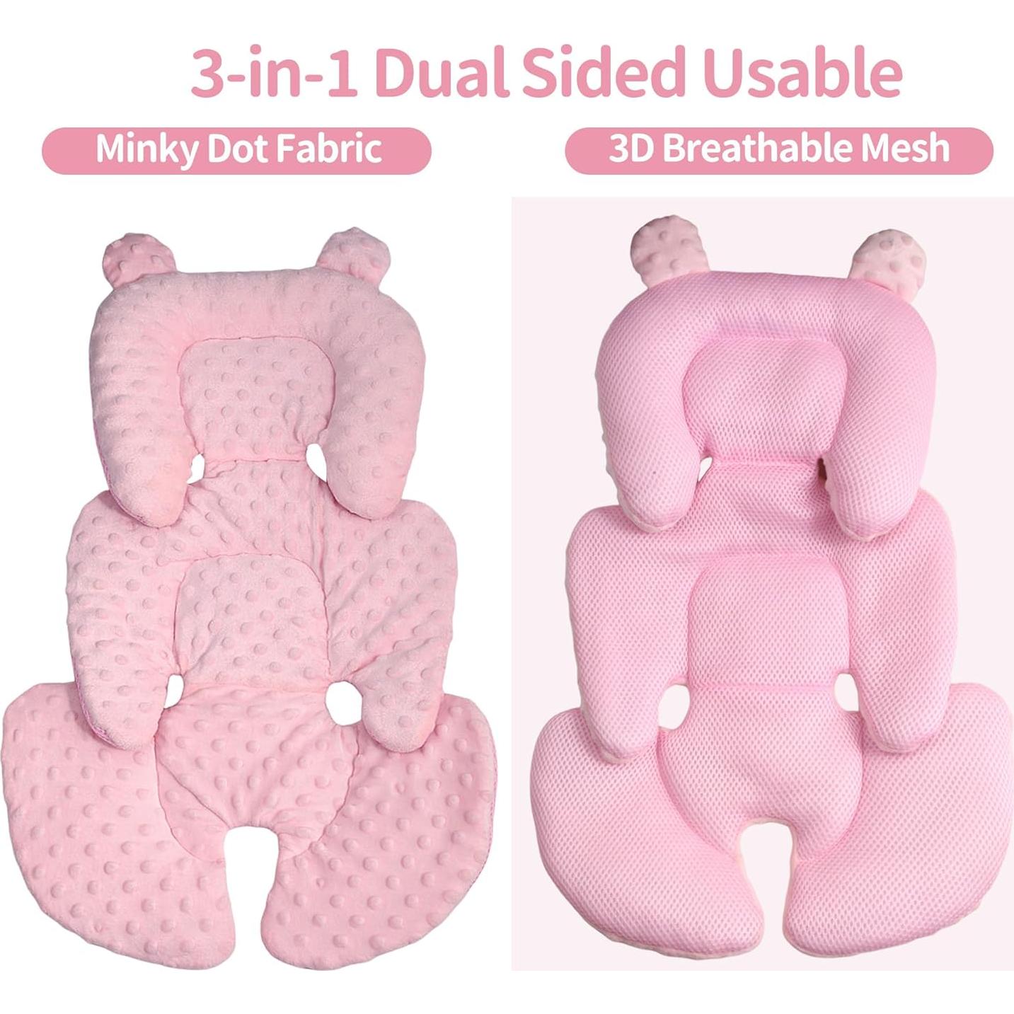 Soporte de Cabeza y Cuerpo Honeau para Asiento de Auto Bebé Rosa