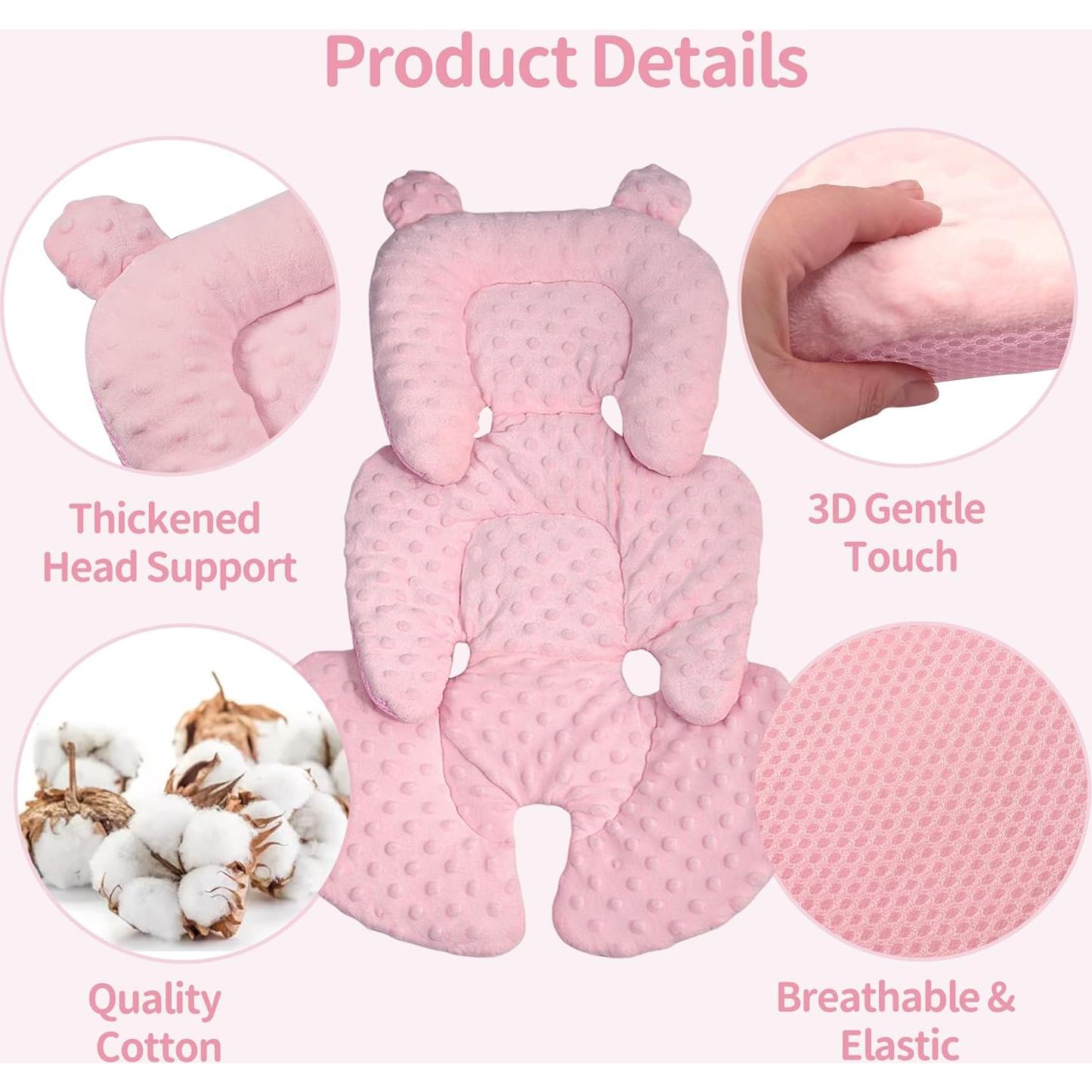 Soporte de Cabeza y Cuerpo Honeau para Asiento de Auto Bebé Rosa