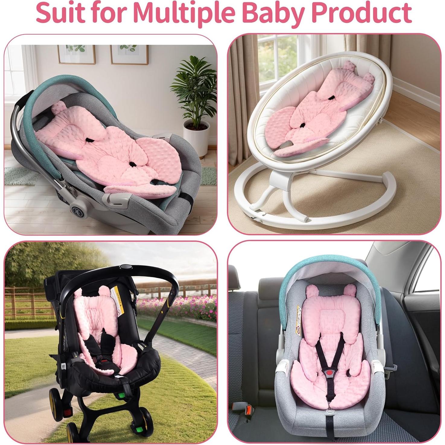 Soporte de Cabeza y Cuerpo Honeau para Asiento de Auto Bebé Rosa