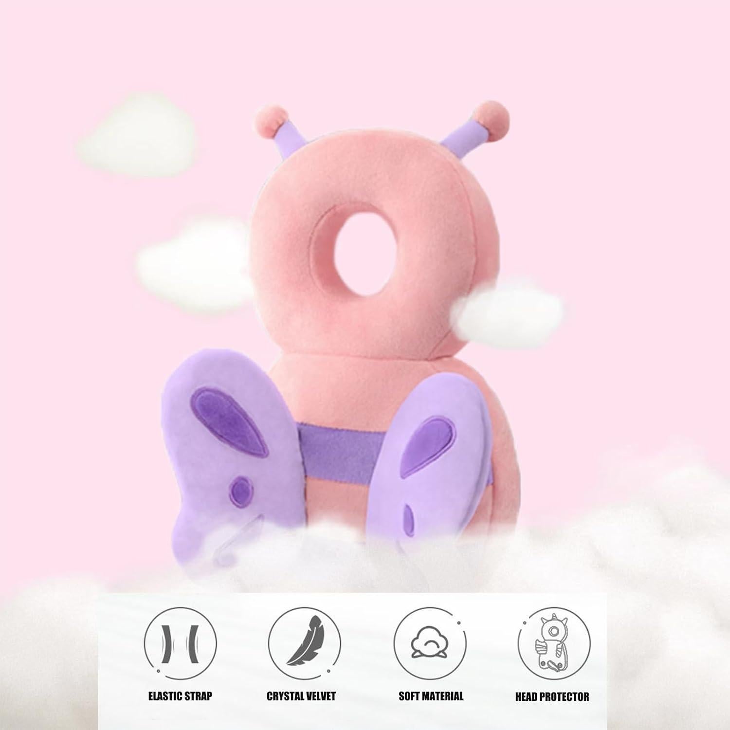 Mochila de Protección para la Cabeza PandaEar Rosa Ajustable