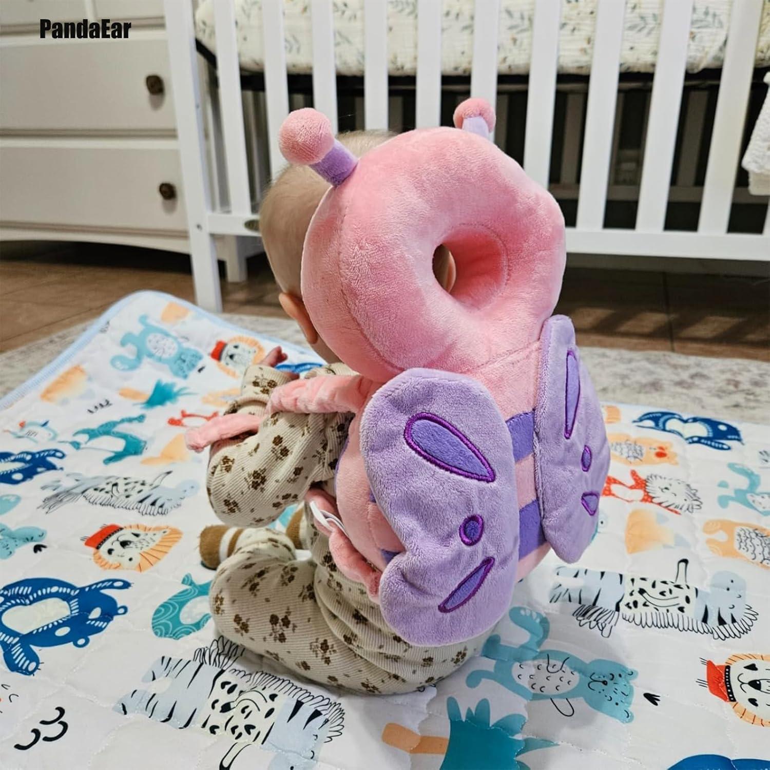 Mochila de Protección para la Cabeza PandaEar Rosa Ajustable