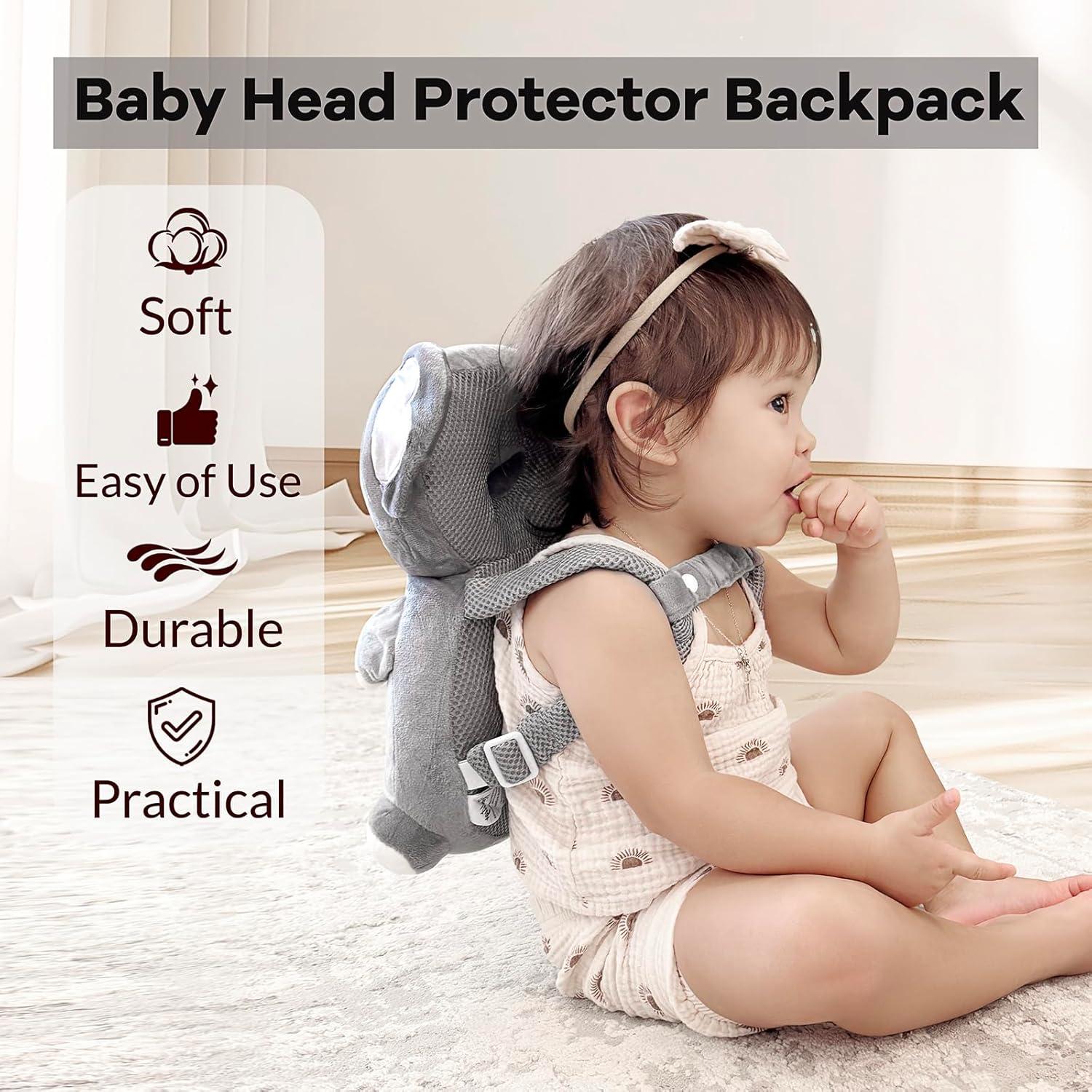 Mochila Protectora de Cabeza Koala Gris Raelitego para Bebés