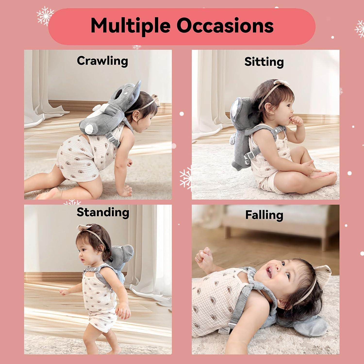 Mochila Protectora de Cabeza Koala Gris Raelitego para Bebés