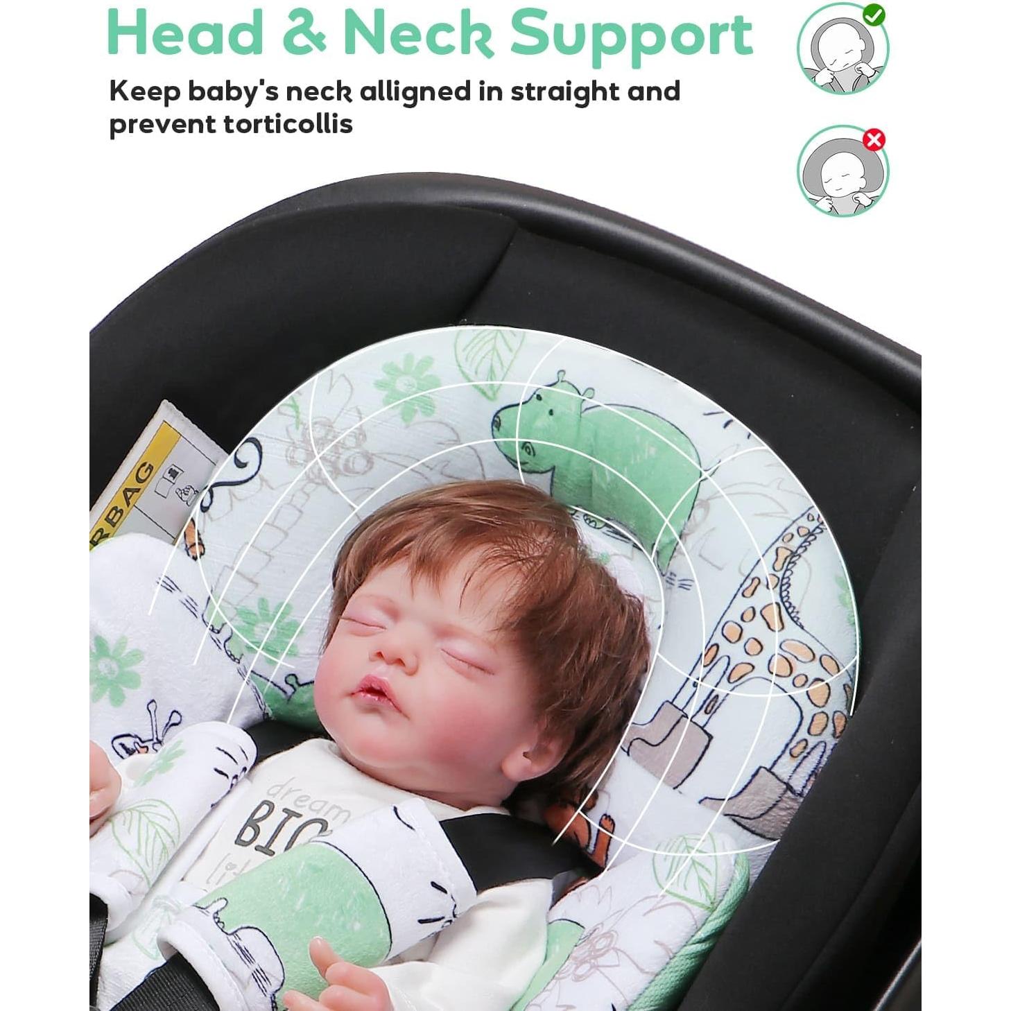 Inserto para Asiento de Auto Bebé BOMOLOUR Jirafa Azul 2 en 1