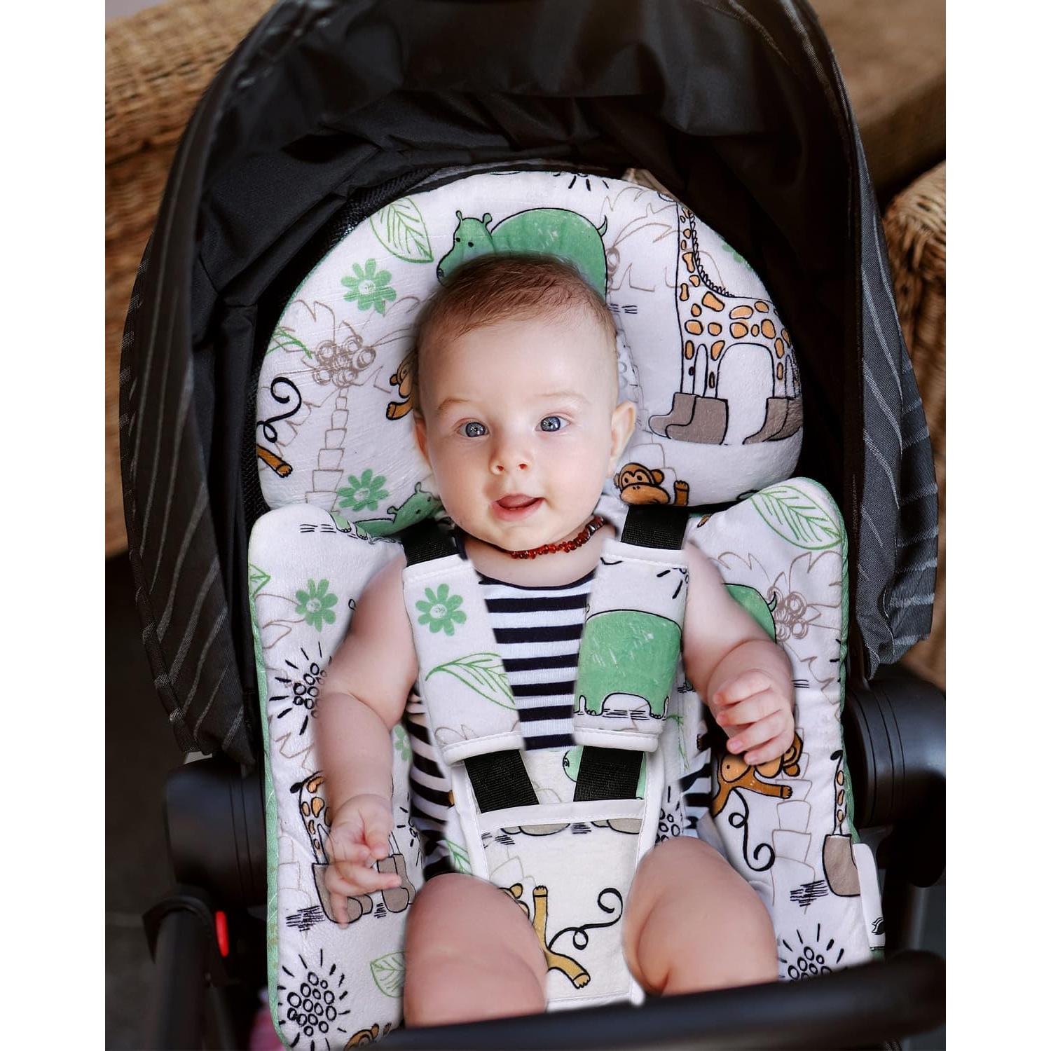 Inserto para Asiento de Auto Bebé BOMOLOUR Jirafa Azul 2 en 1