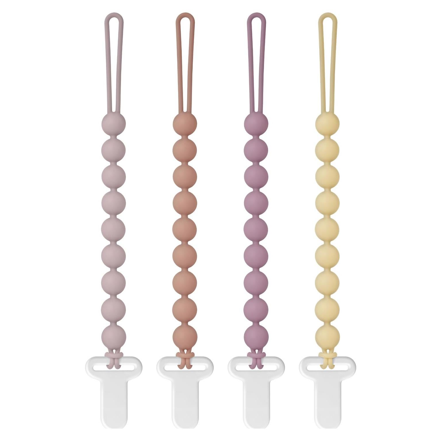 Clip para Chupetes de Silicona 100% Grado Alimenticio - 4 Piezas Rosa Polvo