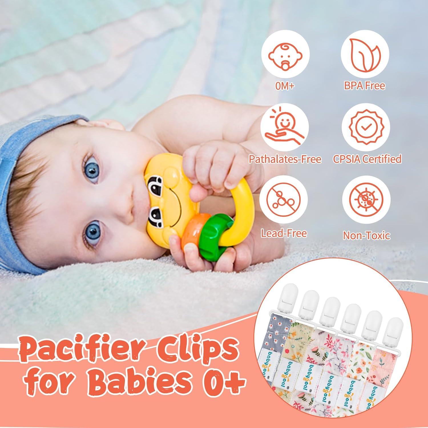 Babygoal Clips de Chupete Florales - Paquete de 6 Unidades